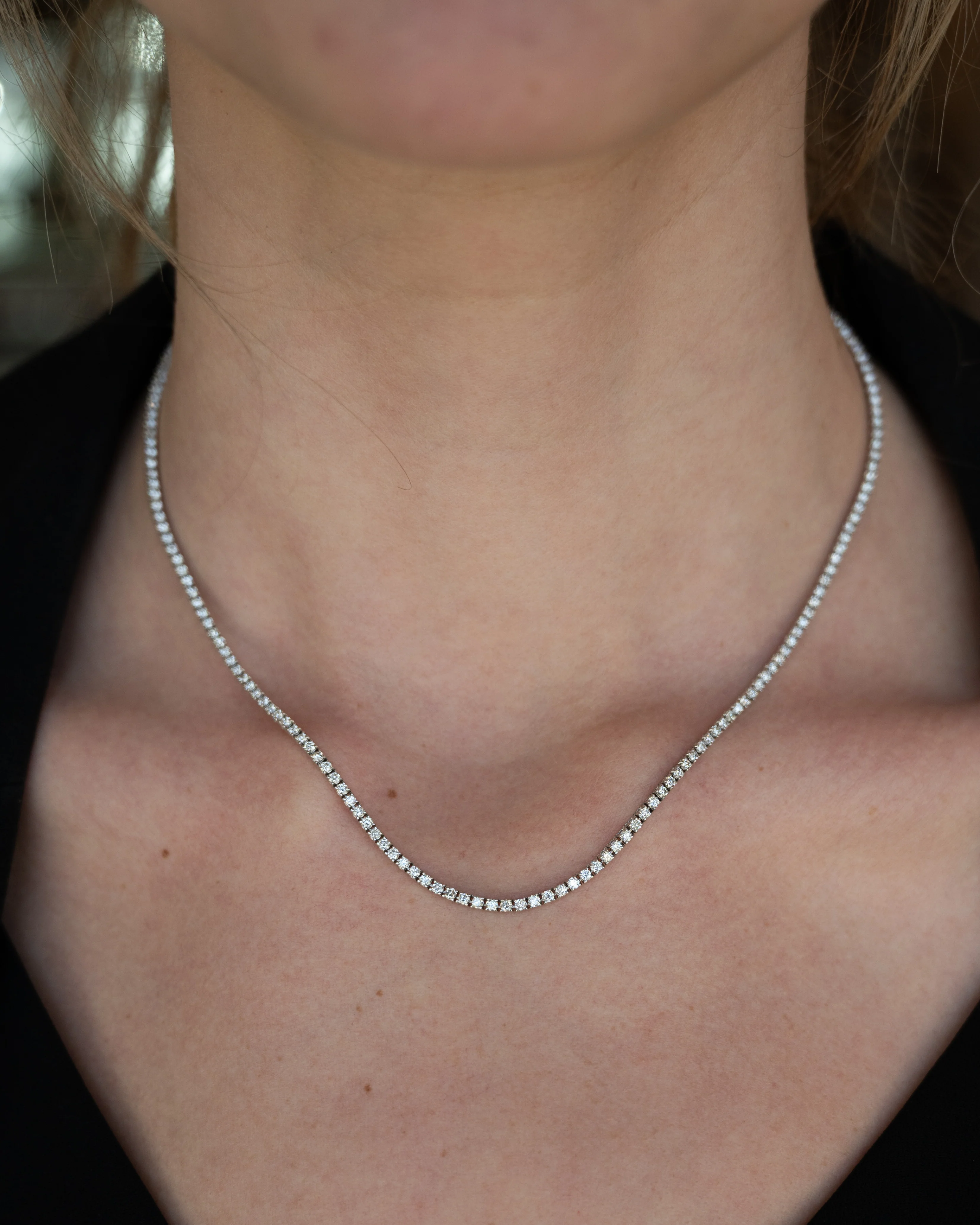 4.87 Diamond Tennis Necklace 14k White Gold - Image 5