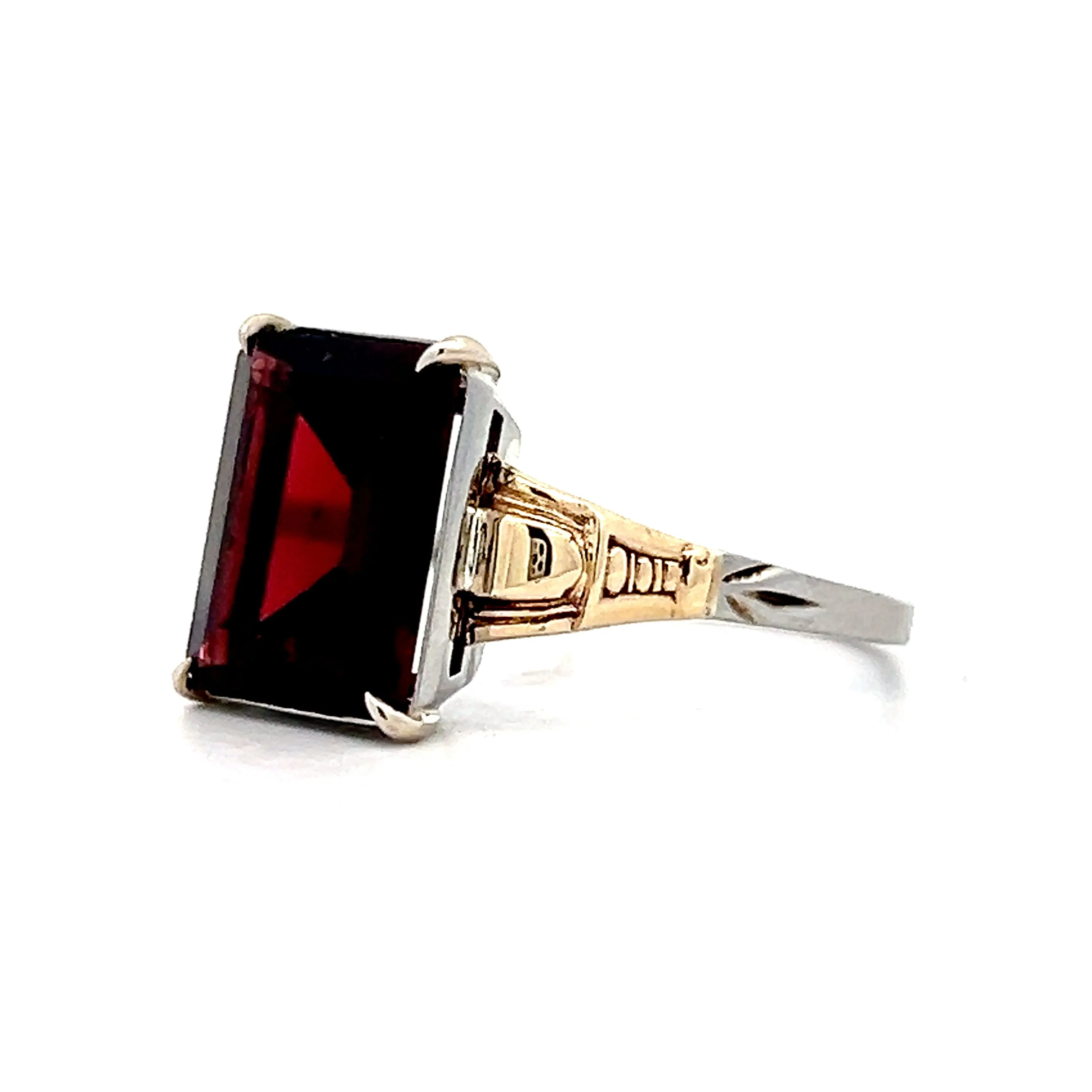 4.87 Vintage Retro Emerald Cut Garnet Cocktail Ring in 14k - Image 2