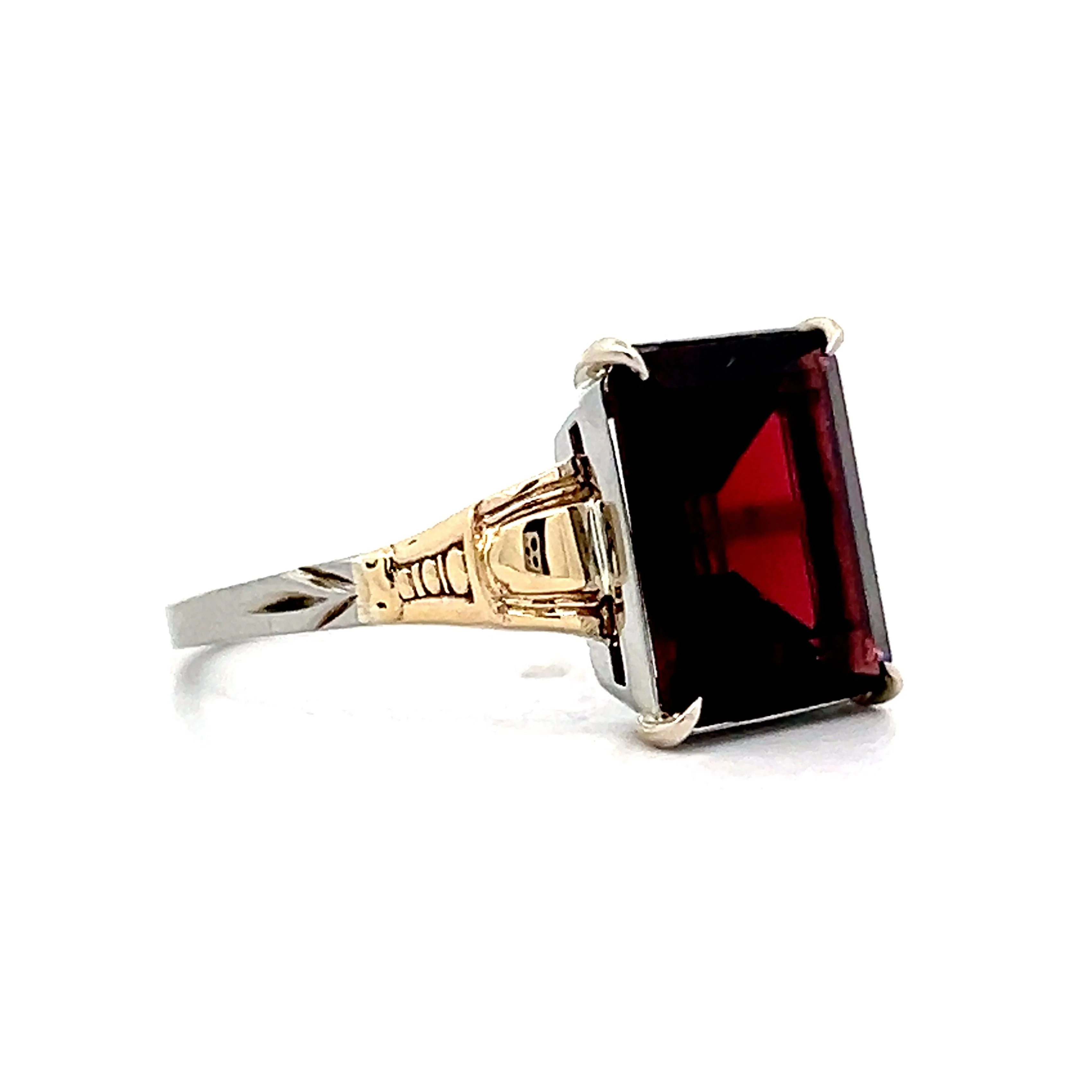 4.87 Vintage Retro Emerald Cut Garnet Cocktail Ring in 14k - Image 3
