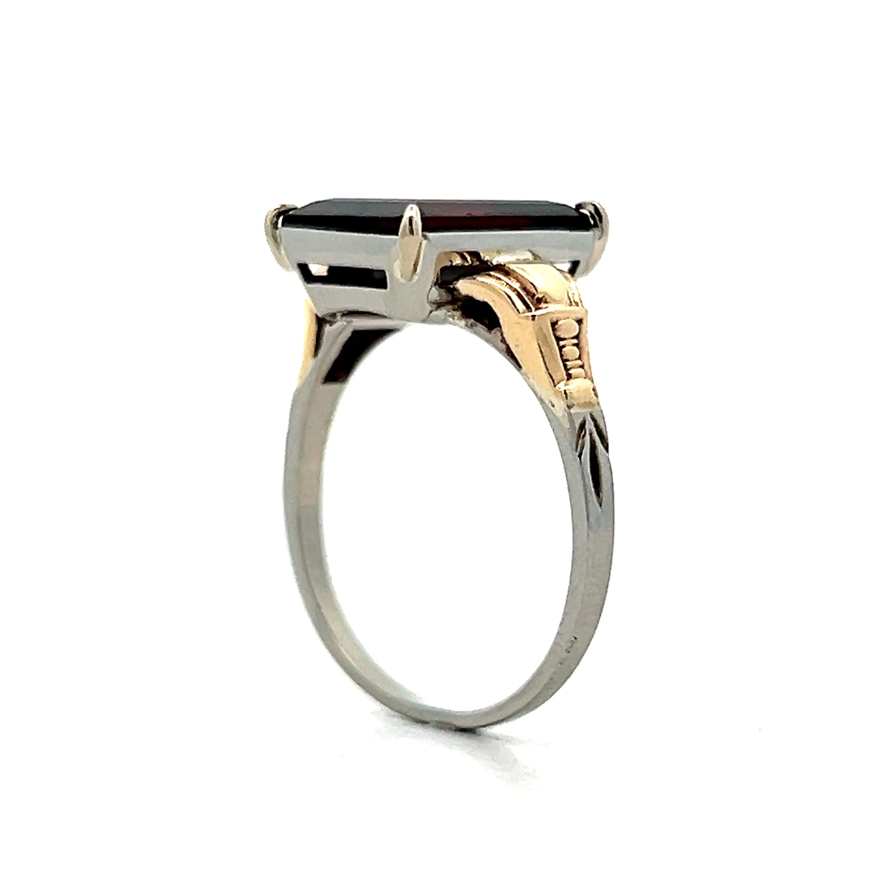 4.87 Vintage Retro Emerald Cut Garnet Cocktail Ring in 14k - Image 4