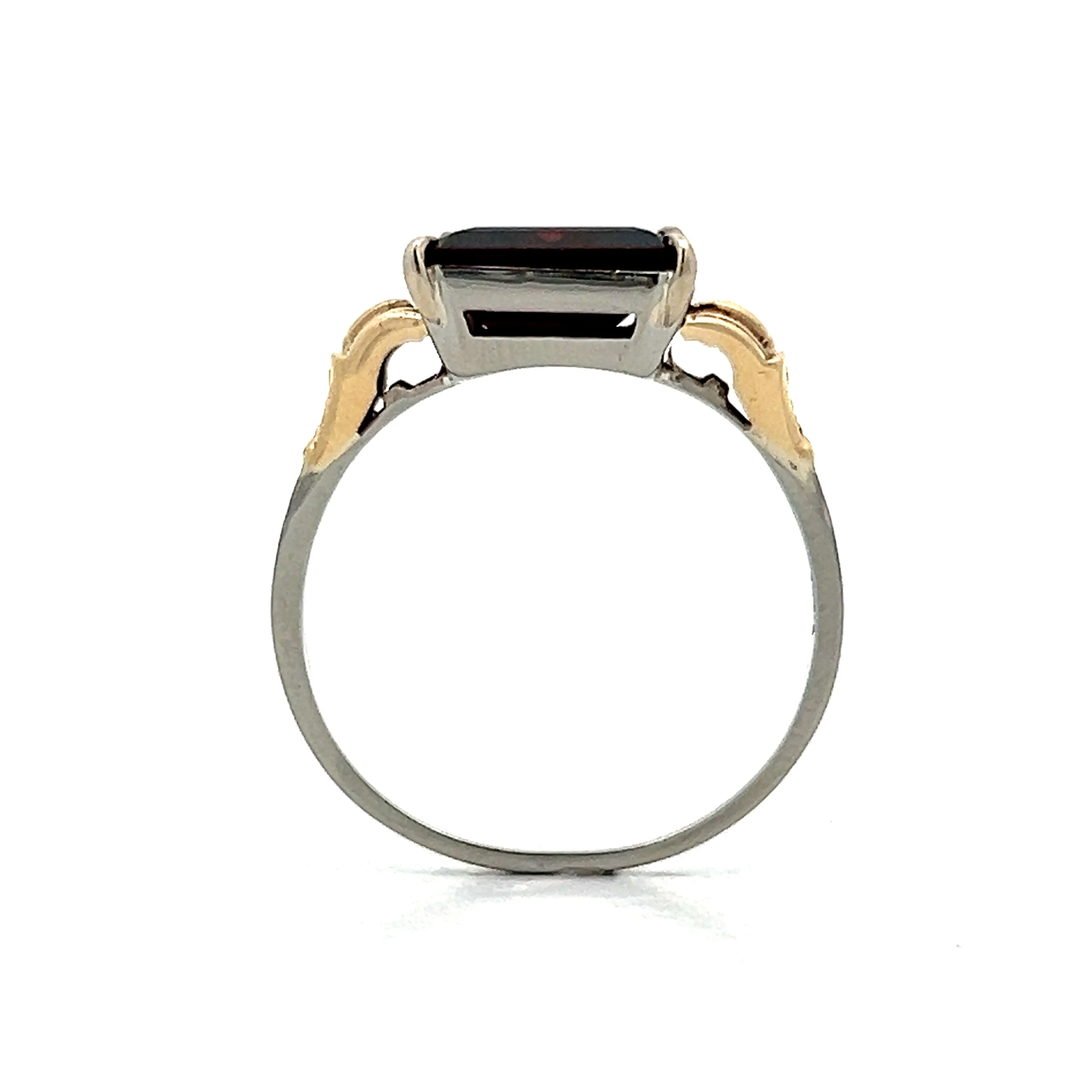 4.87 Vintage Retro Emerald Cut Garnet Cocktail Ring in 14k - Image 5