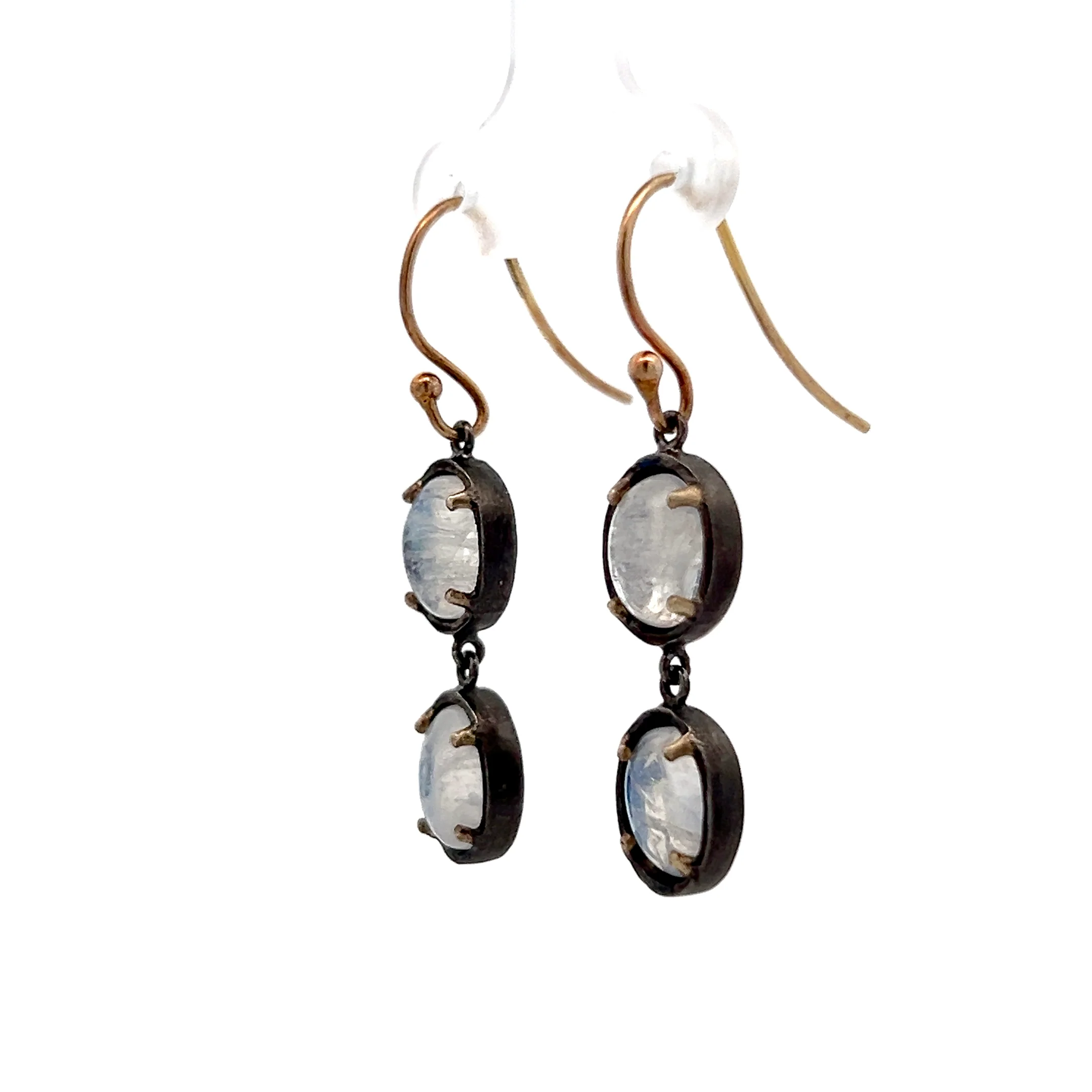 4.88 Cabochon Moonstone Earrings in 14k Yellow Gold - Image 2