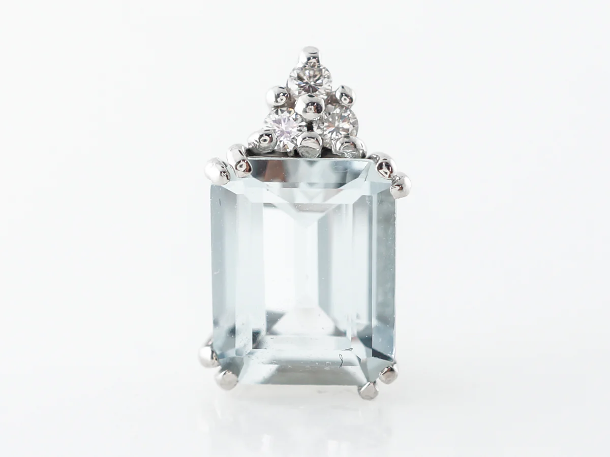 4.88 Emerald Cut Aquamarine & Diamond Earrings - Image 3