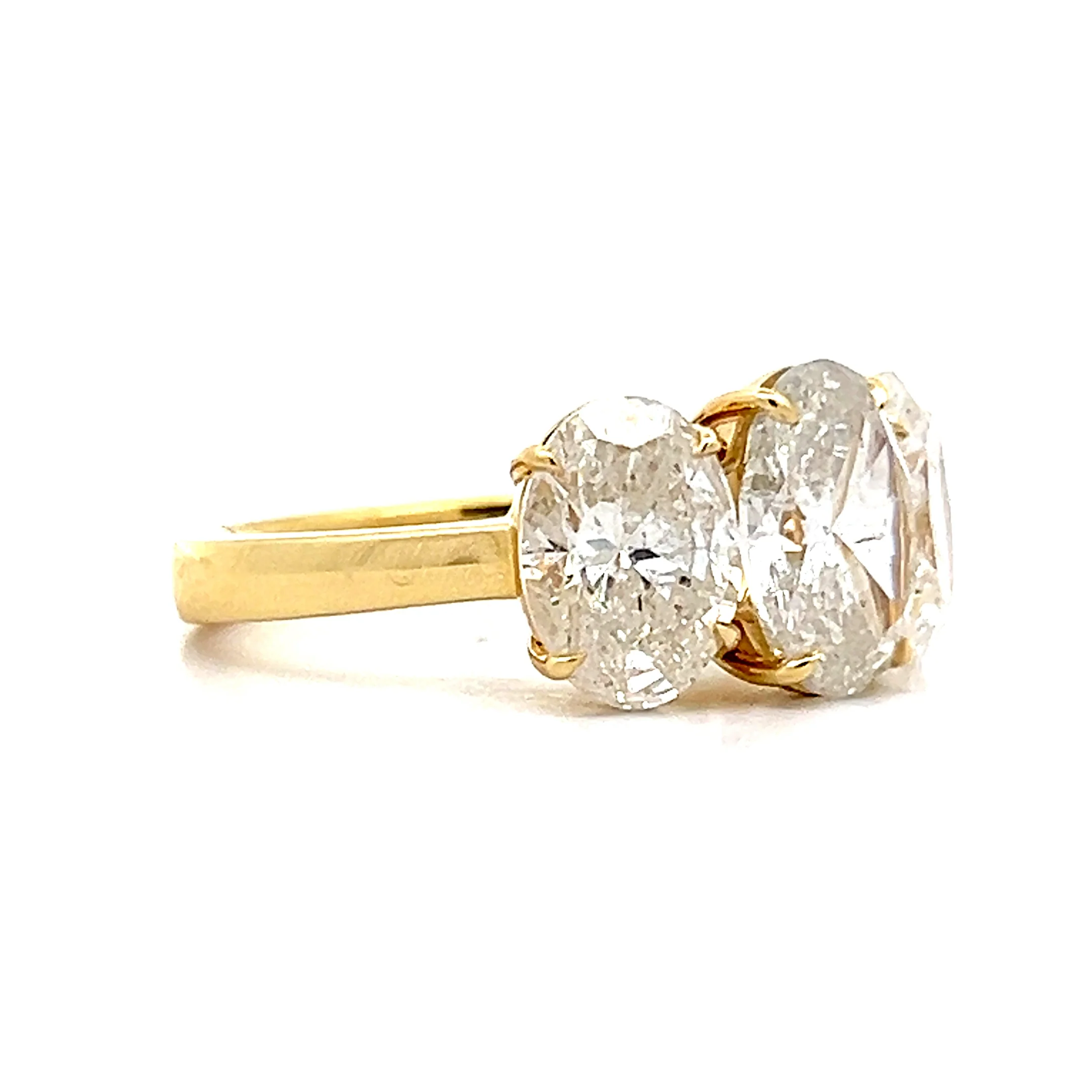 4.93 Oval Diamond Three Stone Engagement Ring in 18k - Image 3