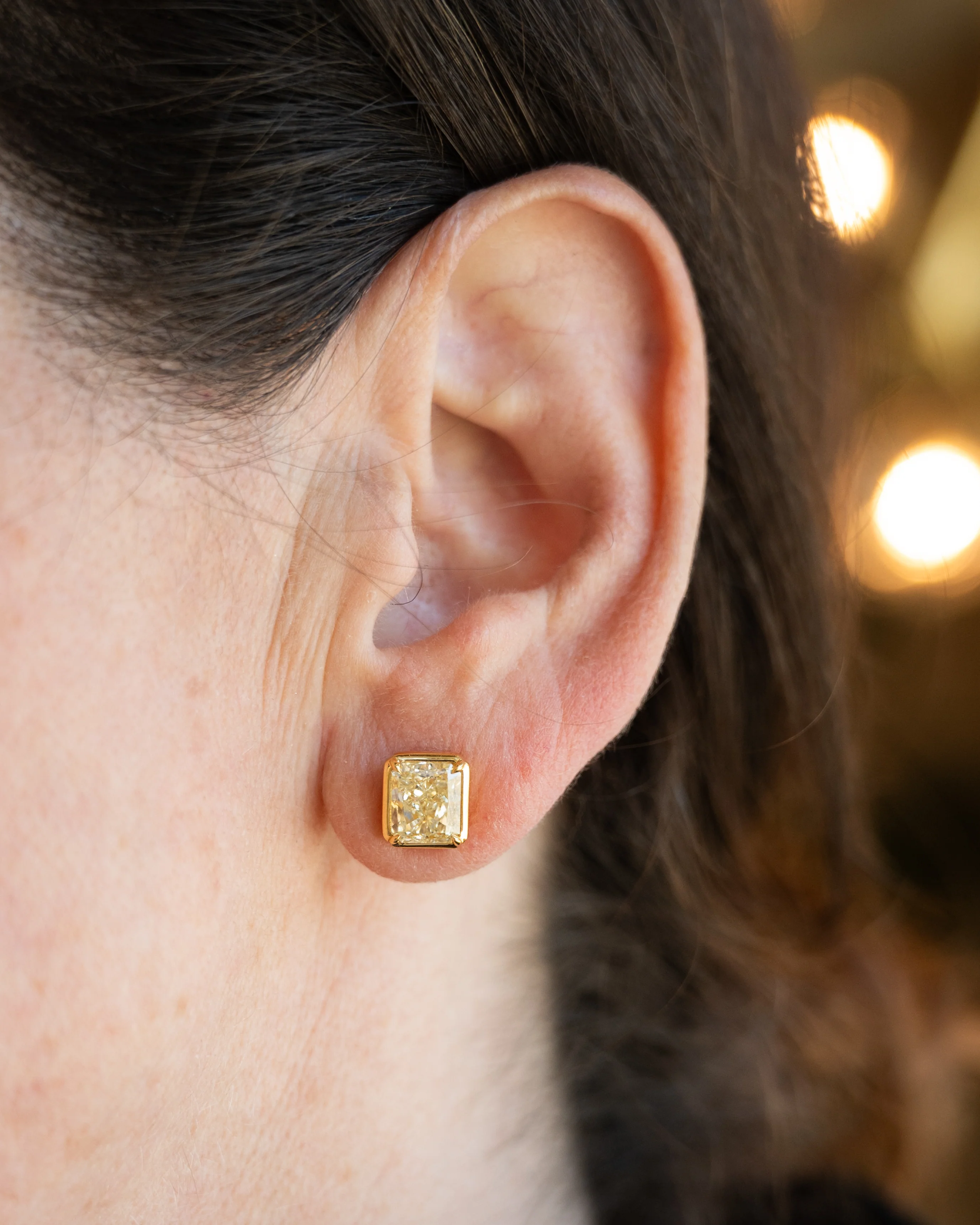 4.93 Radiant Diamond Stud Earrings 18k Yellow Gold - Image 5