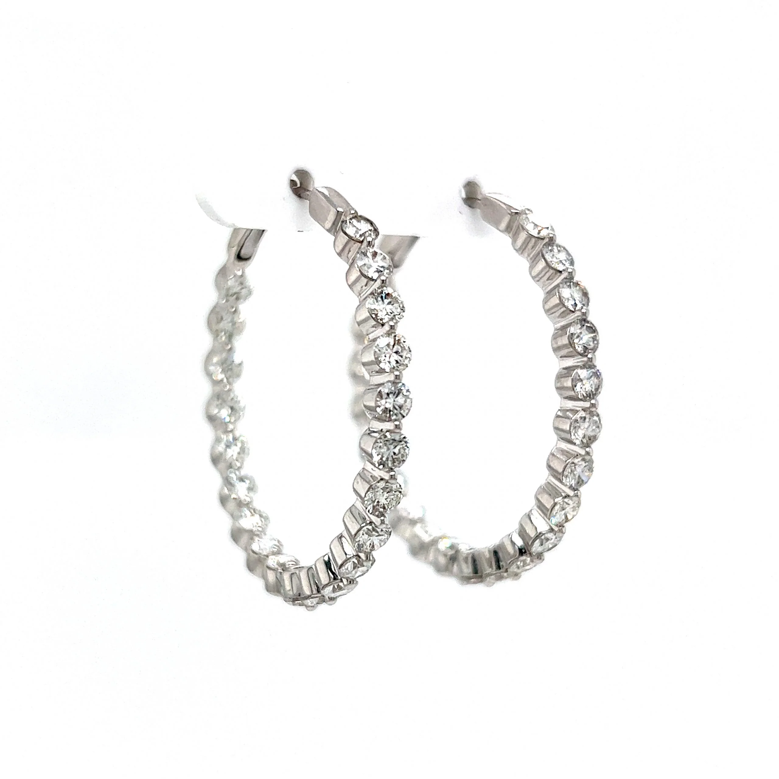 4.95 Diamond Hoop Earrings in 18k White Gold - Image 3