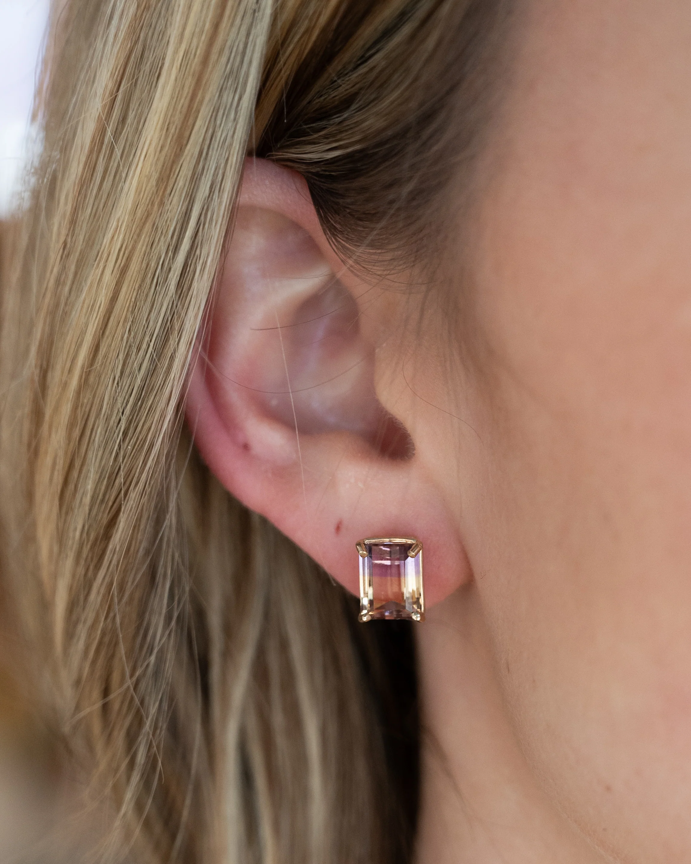 4.96 Ametrine Stud Earrings in 14k Rose Gold - Image 4