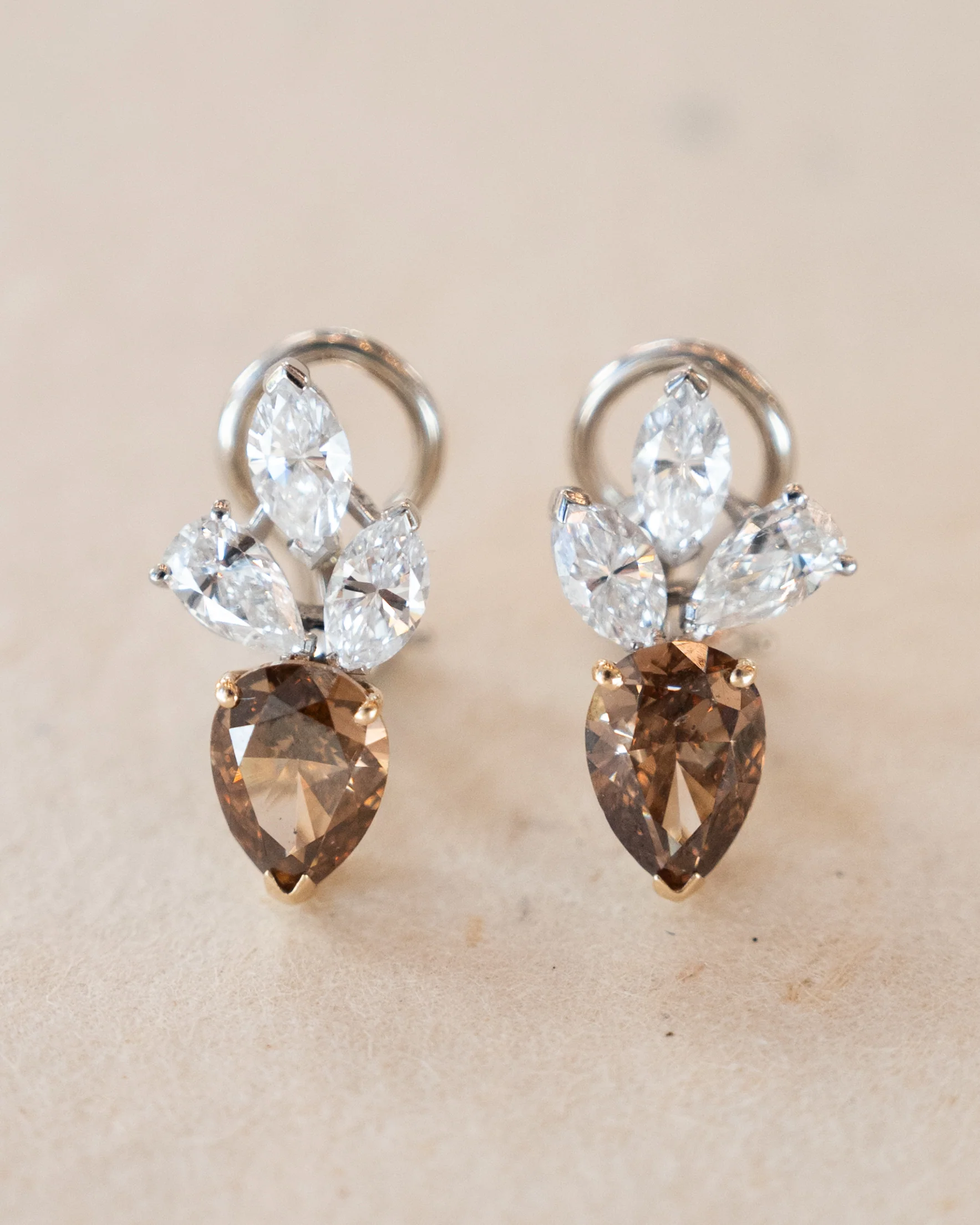 4.99 Diamond Cluster Stud Earrings Two-Tone 14k - Image 4