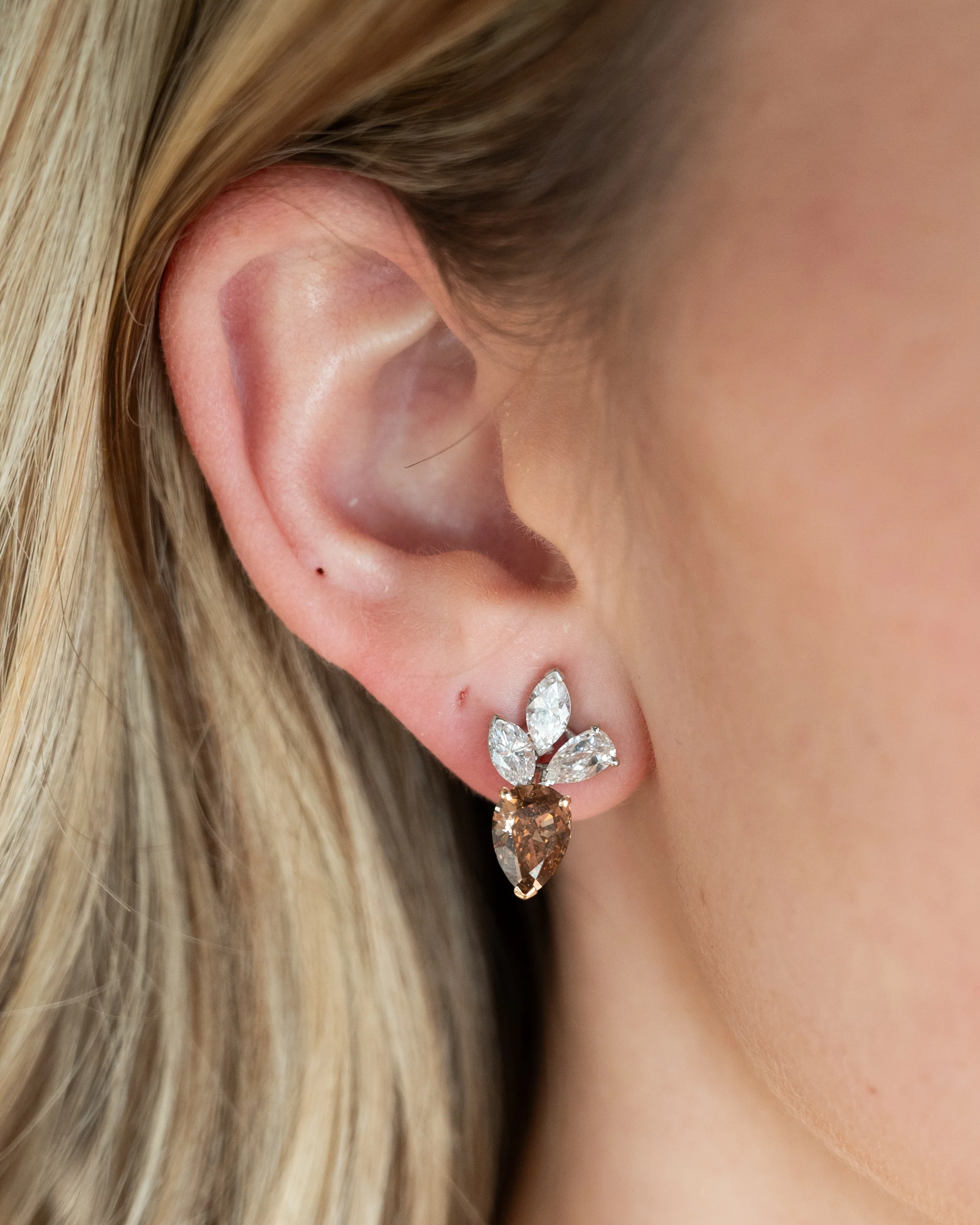4.99 Diamond Cluster Stud Earrings Two-Tone 14k - Image 6