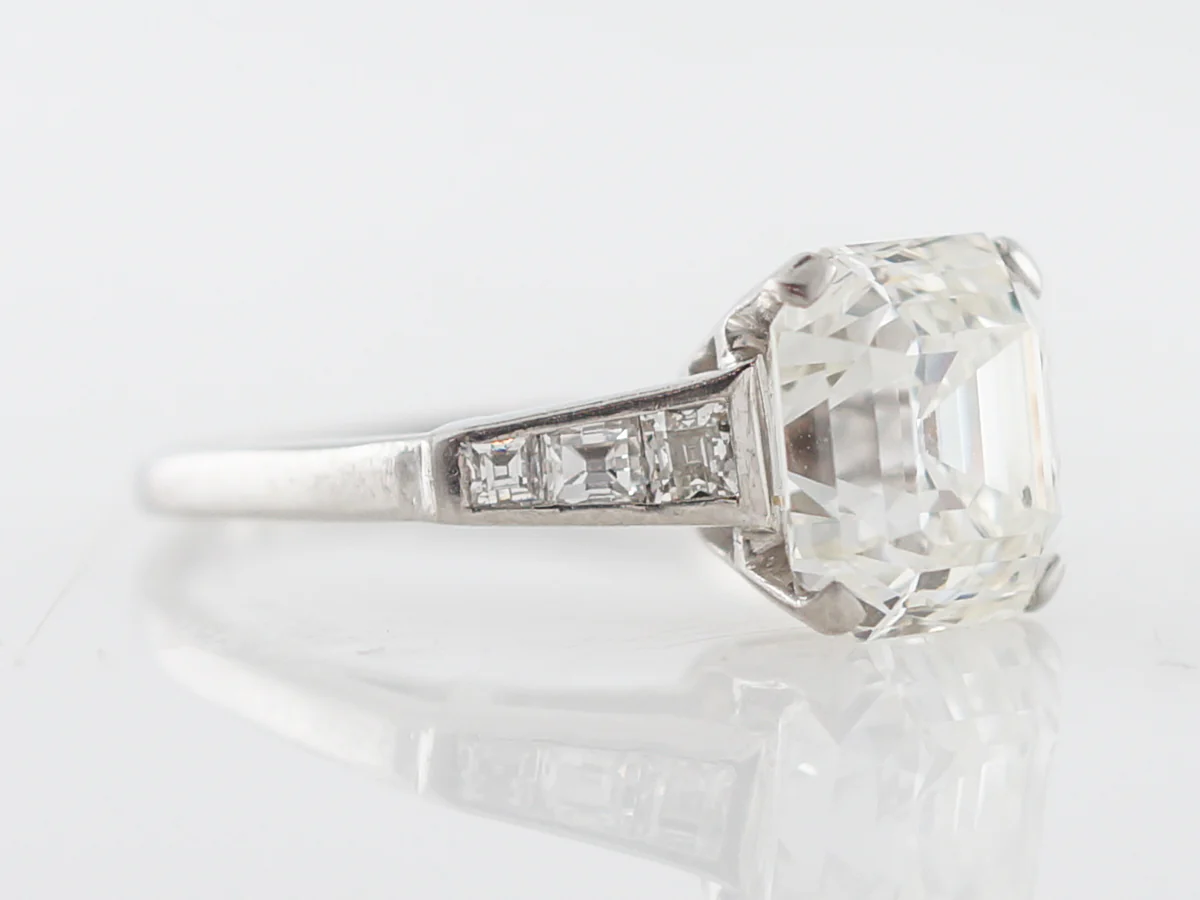4 Carat Asscher Cut Vintage Art Deco Diamond Ring - Image 3