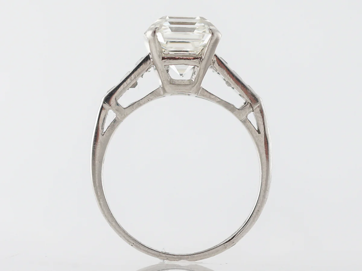 4 Carat Asscher Cut Vintage Art Deco Diamond Ring - Image 4