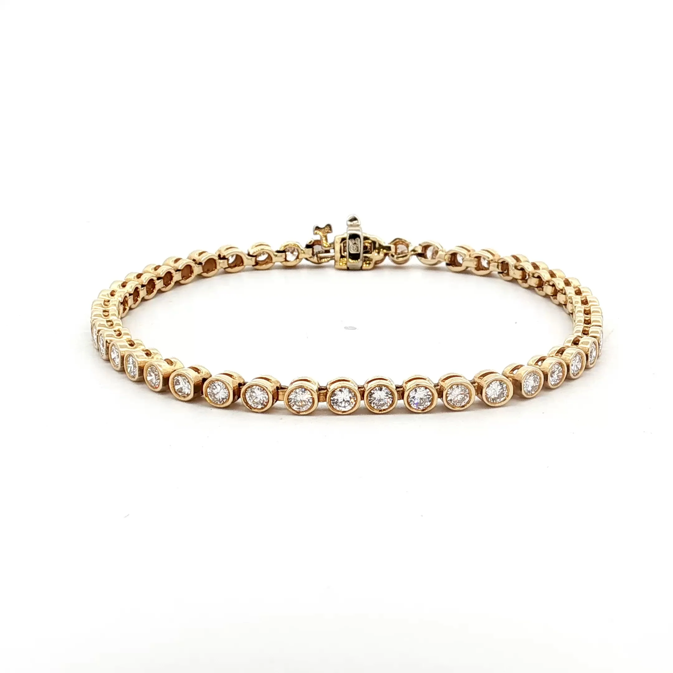 4 Carat Bezel Diamond Tennis Bracelet in 14k Yellow Gold