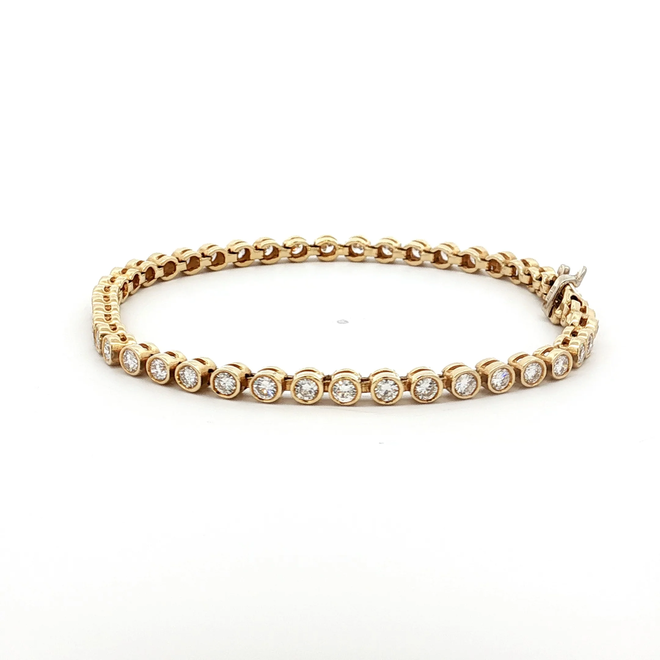 4 Carat Bezel Diamond Tennis Bracelet in 14k Yellow Gold - Image 2