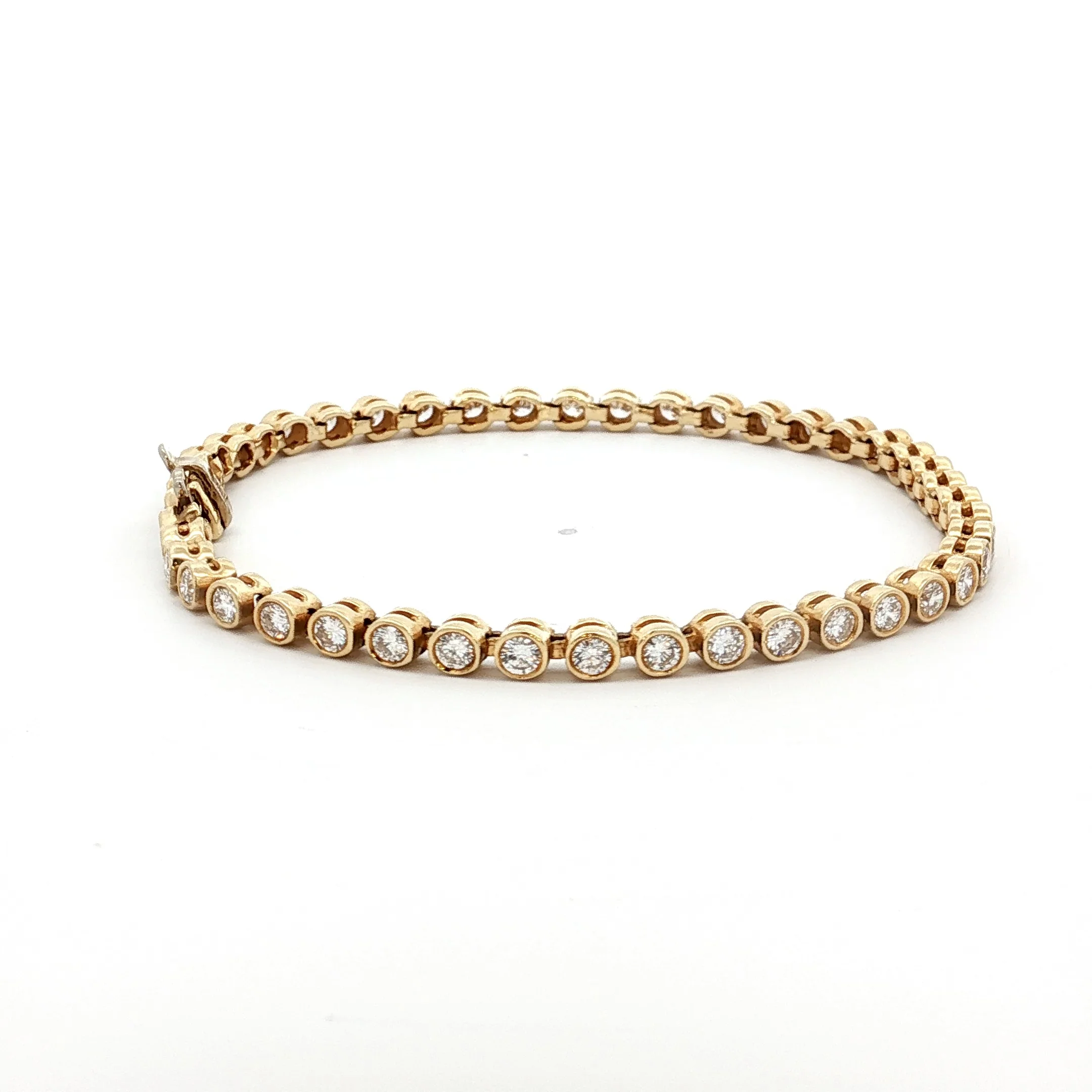 4 Carat Bezel Diamond Tennis Bracelet in 14k Yellow Gold - Image 3