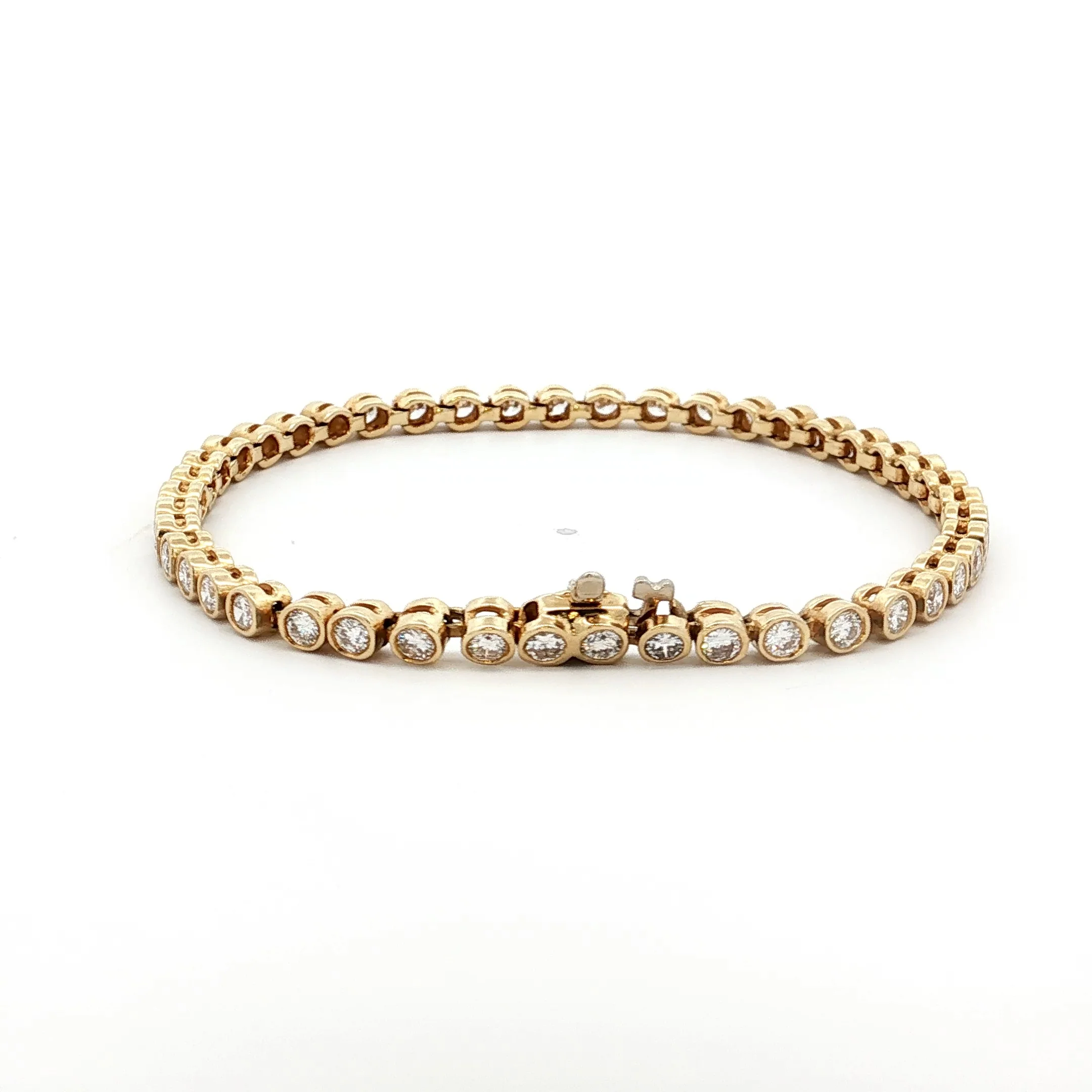 4 Carat Bezel Diamond Tennis Bracelet in 14k Yellow Gold - Image 4
