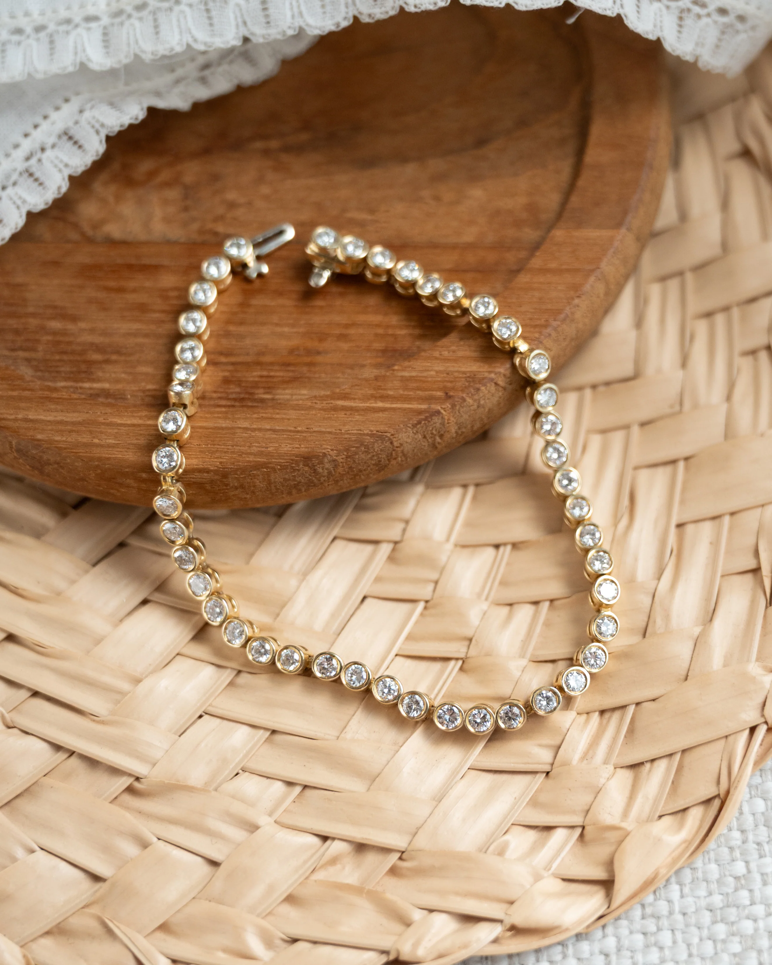4 Carat Bezel Diamond Tennis Bracelet in 14k Yellow Gold - Image 5