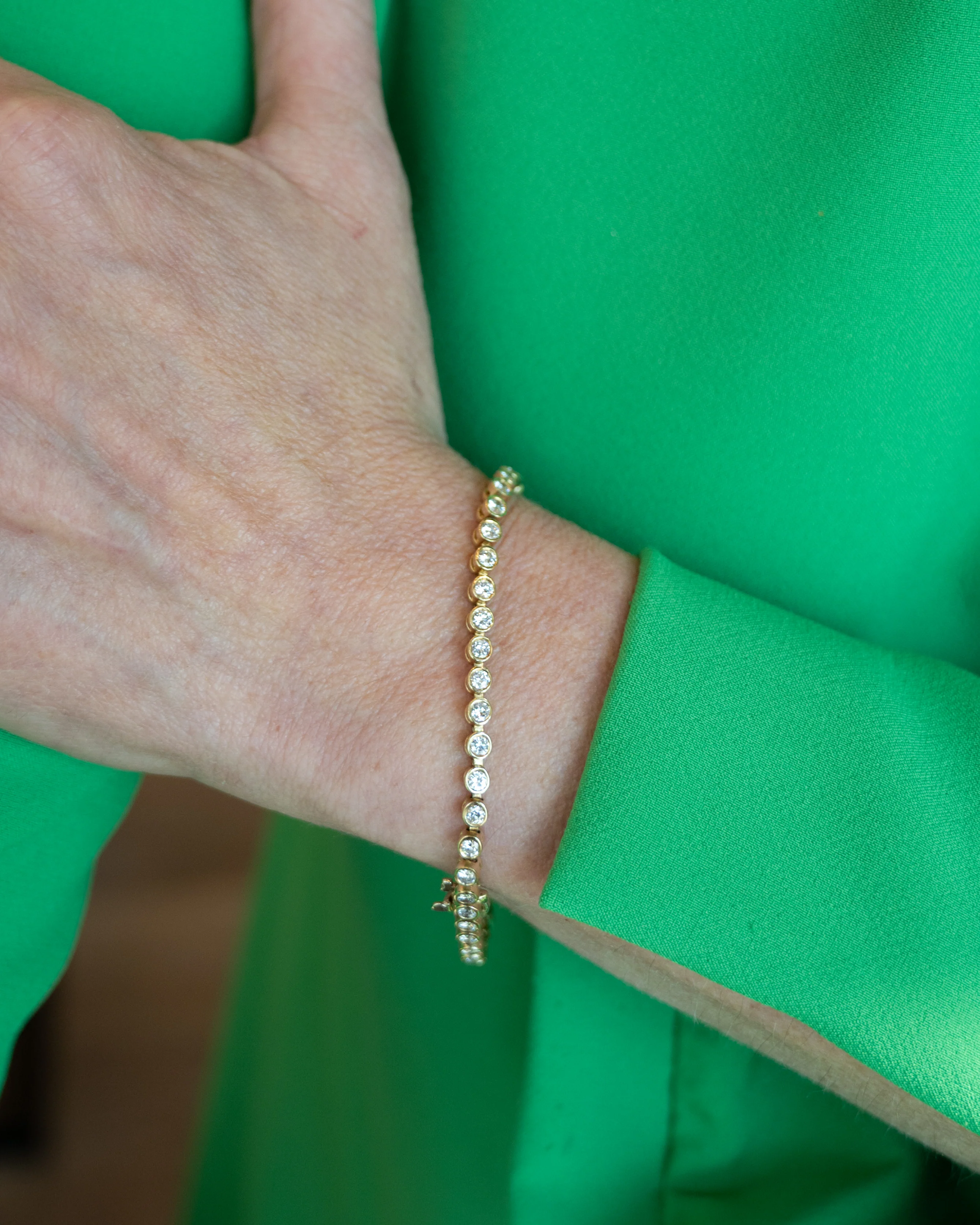 4 Carat Bezel Diamond Tennis Bracelet in 14k Yellow Gold - Image 6