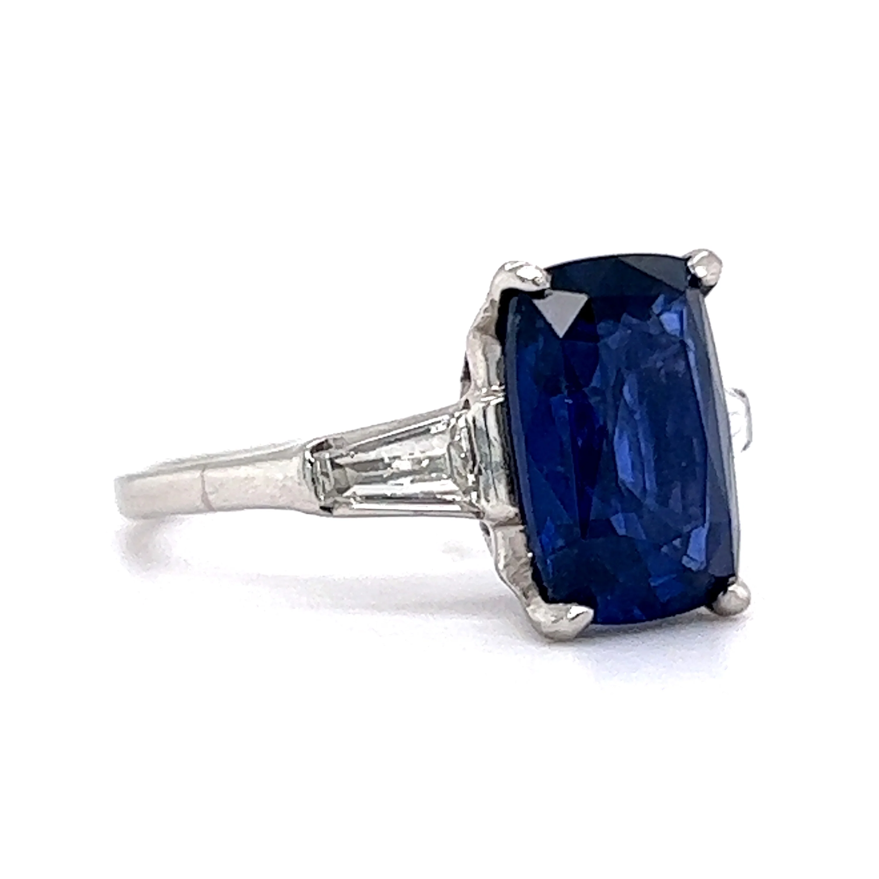 4 Carat Cushion Cut Sapphire Engagement Ring in Platinum - Image 3