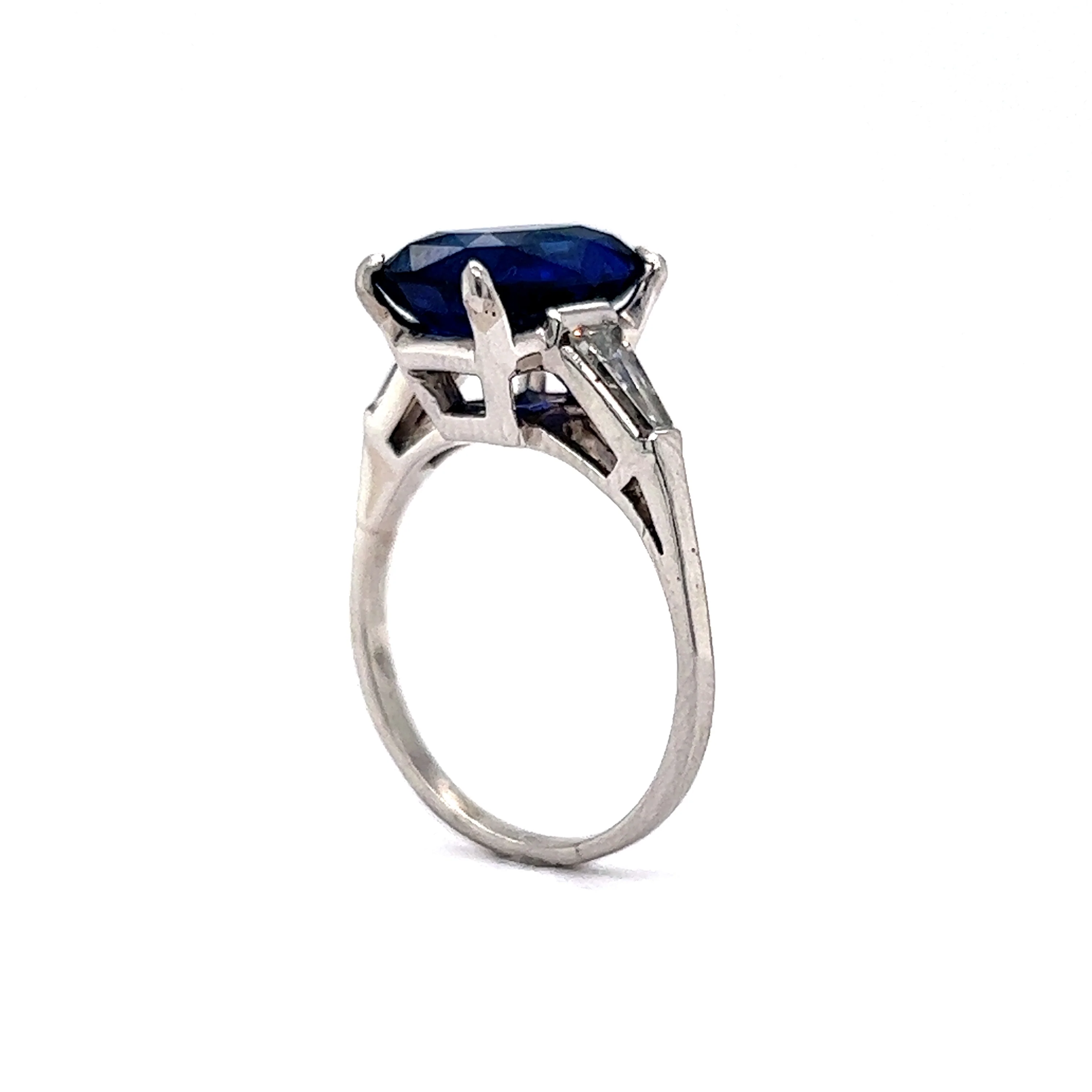 4 Carat Cushion Cut Sapphire Engagement Ring in Platinum - Image 5