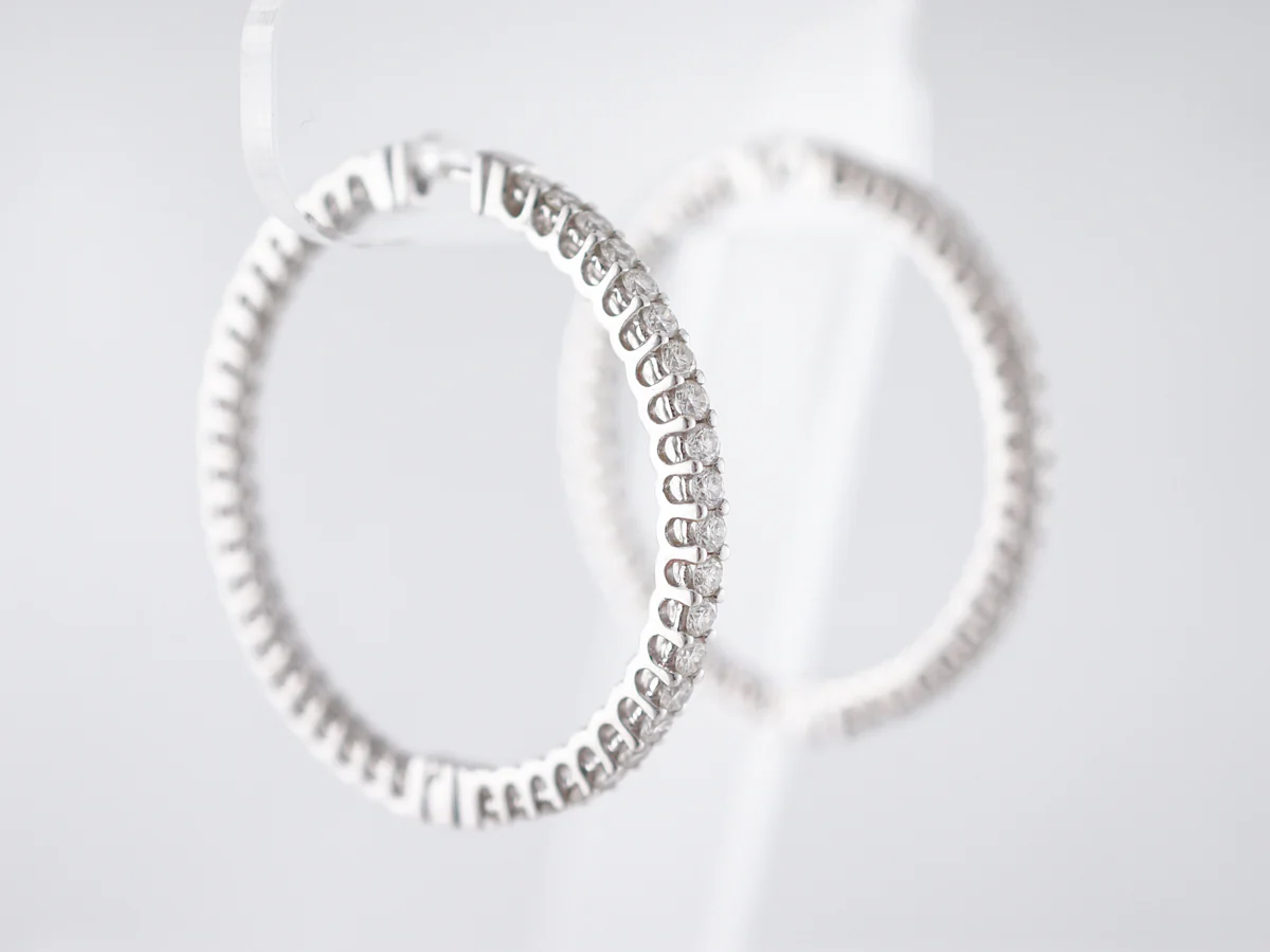 4 Carat Diamond Hoop Earrings in White Gold - Image 2