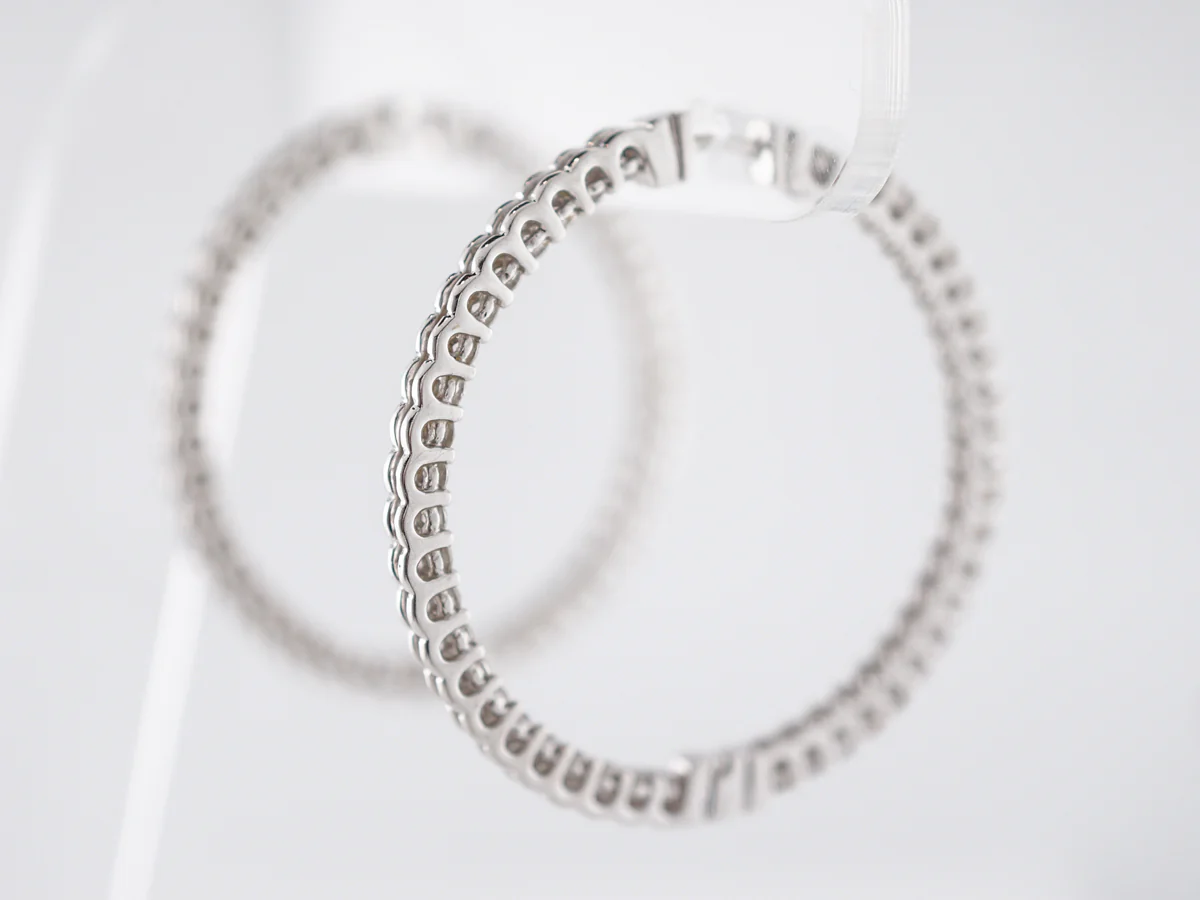 4 Carat Diamond Hoop Earrings in White Gold - Image 3