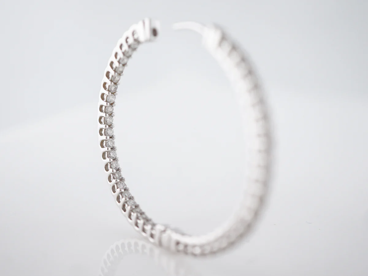 4 Carat Diamond Hoop Earrings in White Gold - Image 4