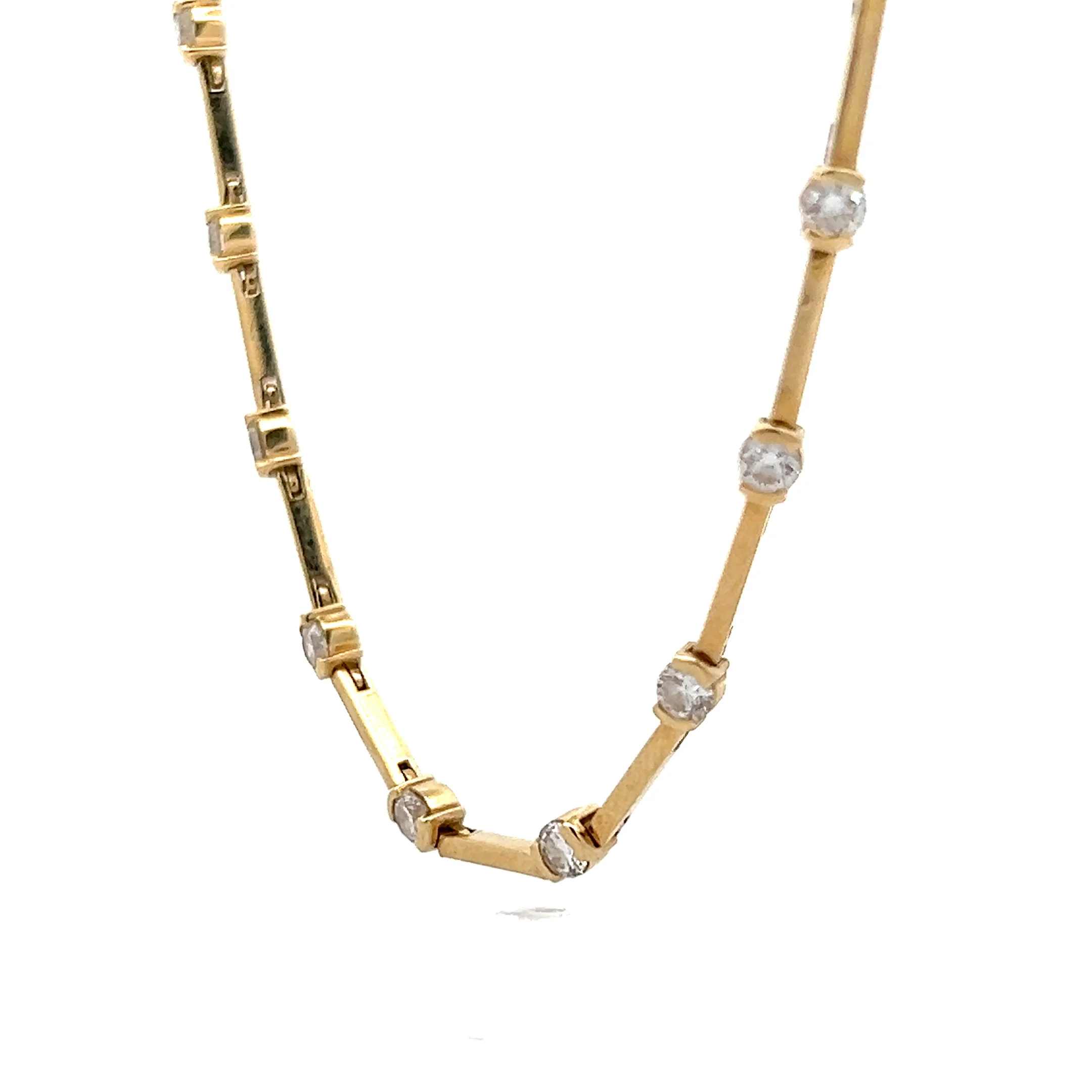 4 Carat Diamond Station Necklace 18k Yellow Gold - Image 2