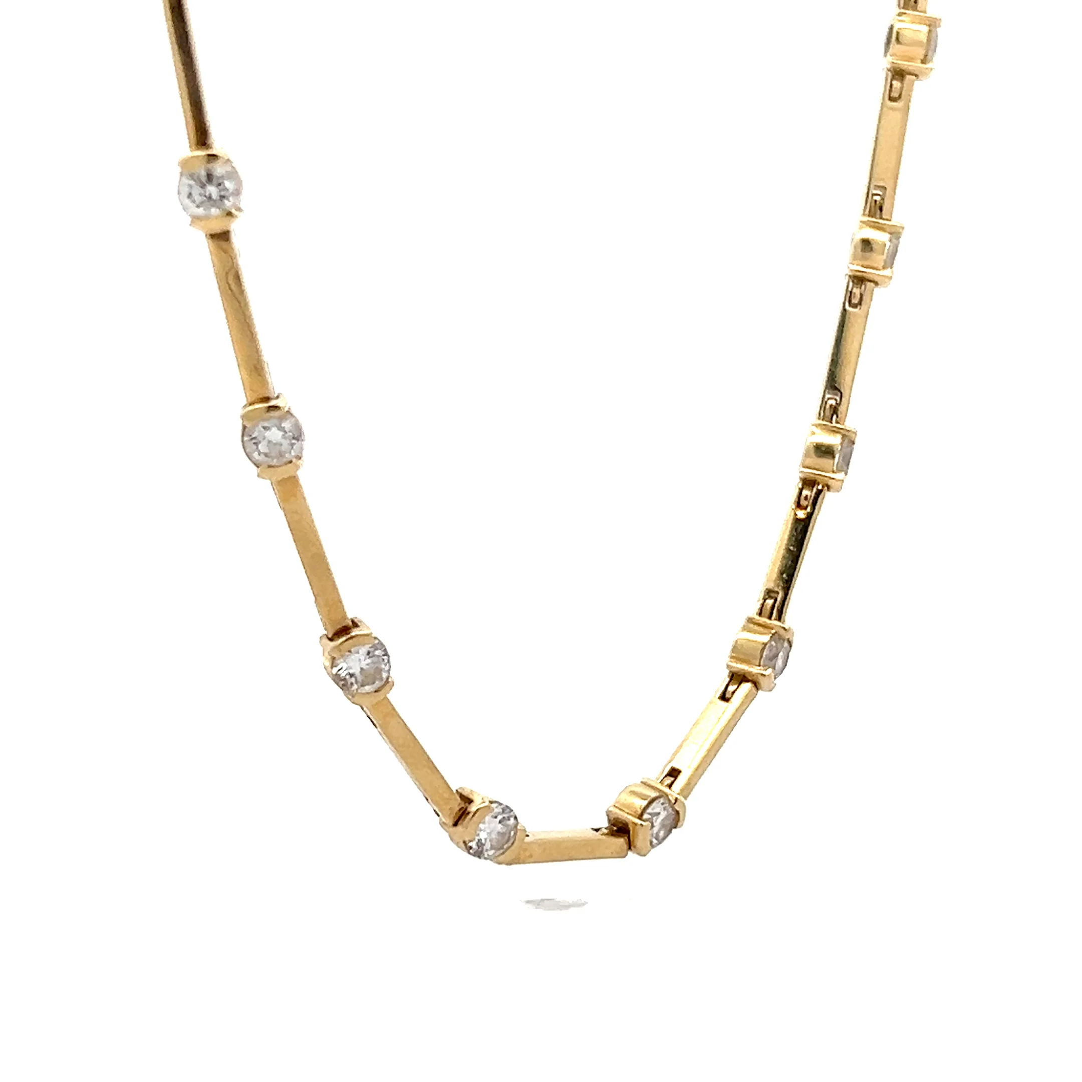 4 Carat Diamond Station Necklace 18k Yellow Gold - Image 3