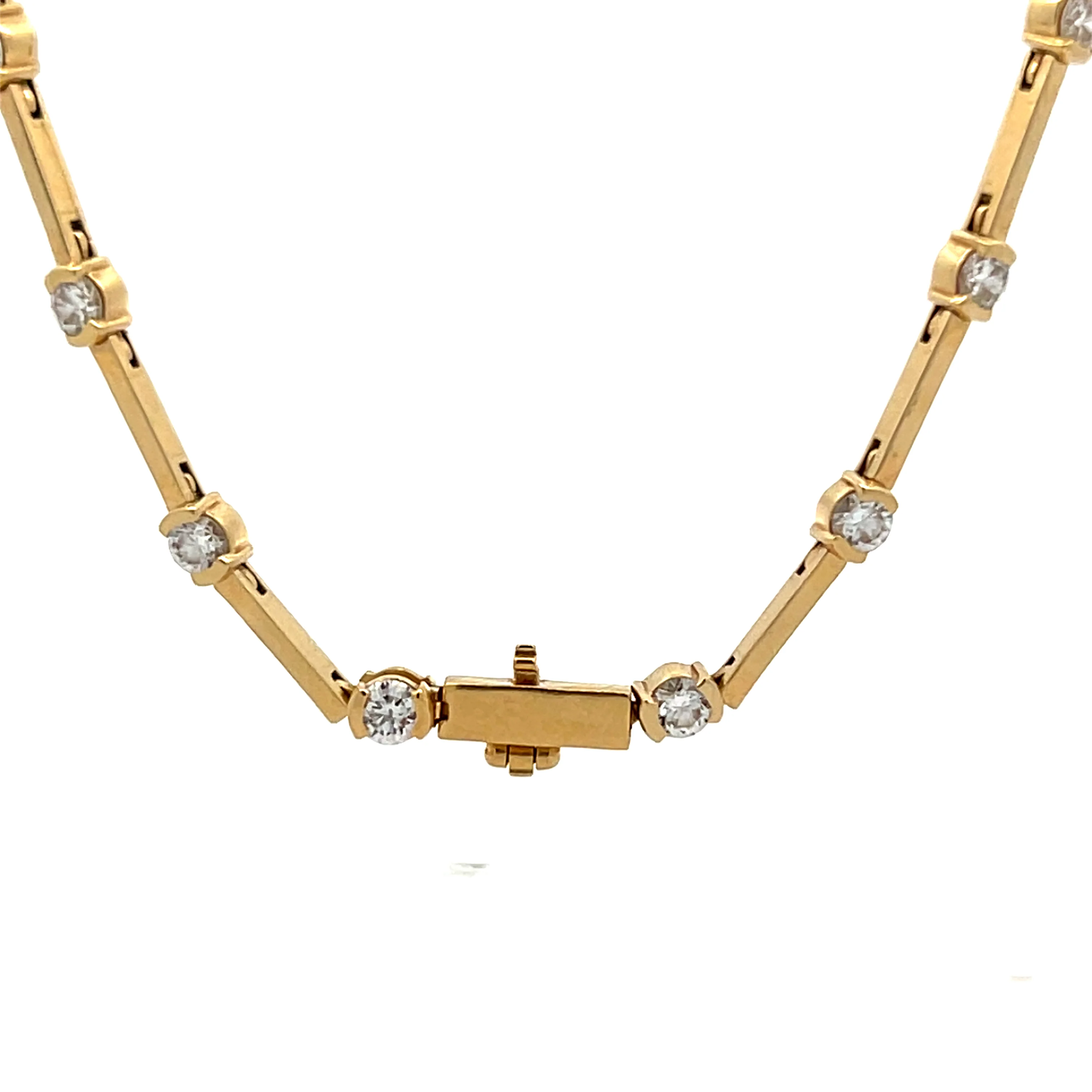 4 Carat Diamond Station Necklace 18k Yellow Gold - Image 4