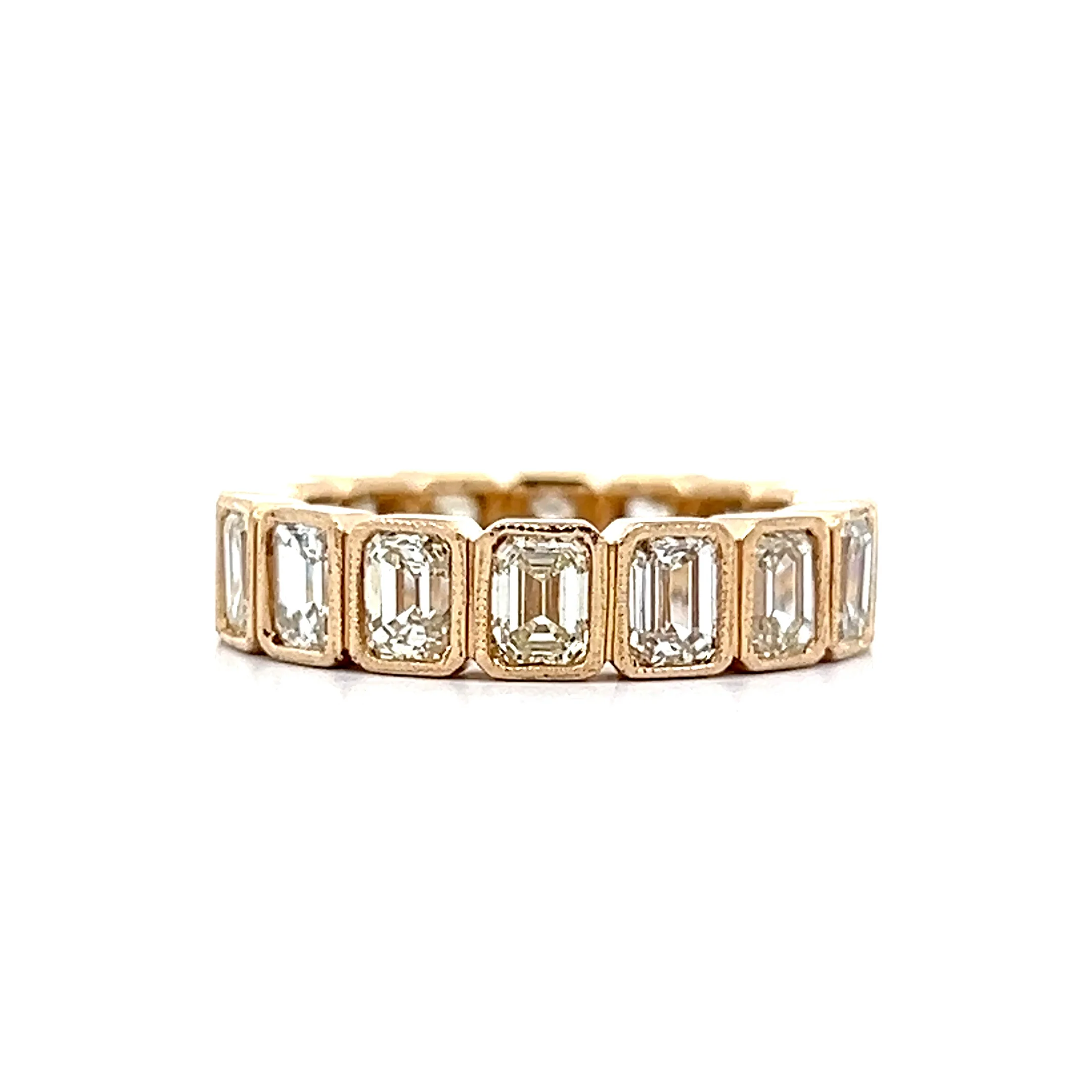 4 Carat Emerald Cut Diamond Band in 14k Yellow Gold - Image 3