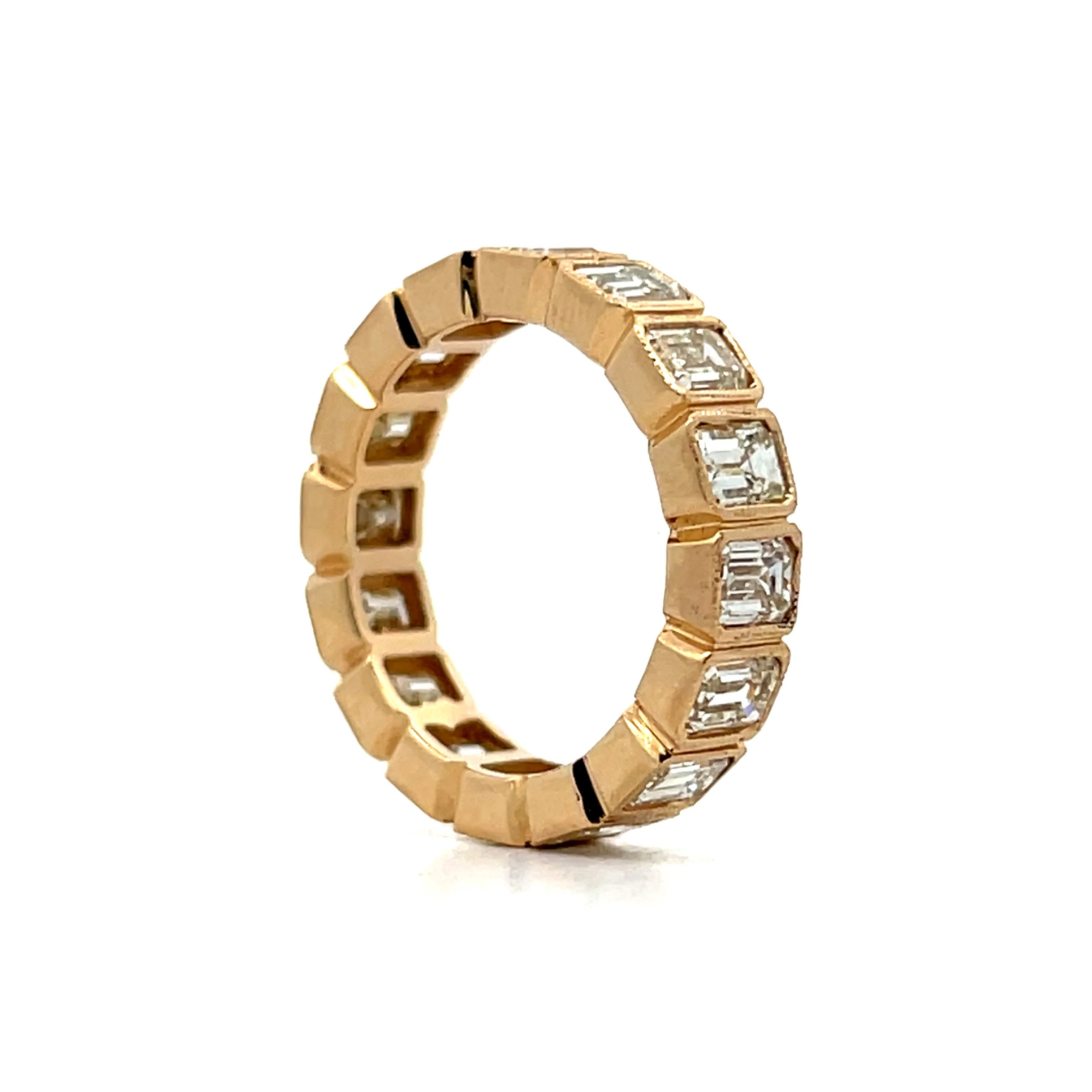 4 Carat Emerald Cut Diamond Band in 14k Yellow Gold - Image 5