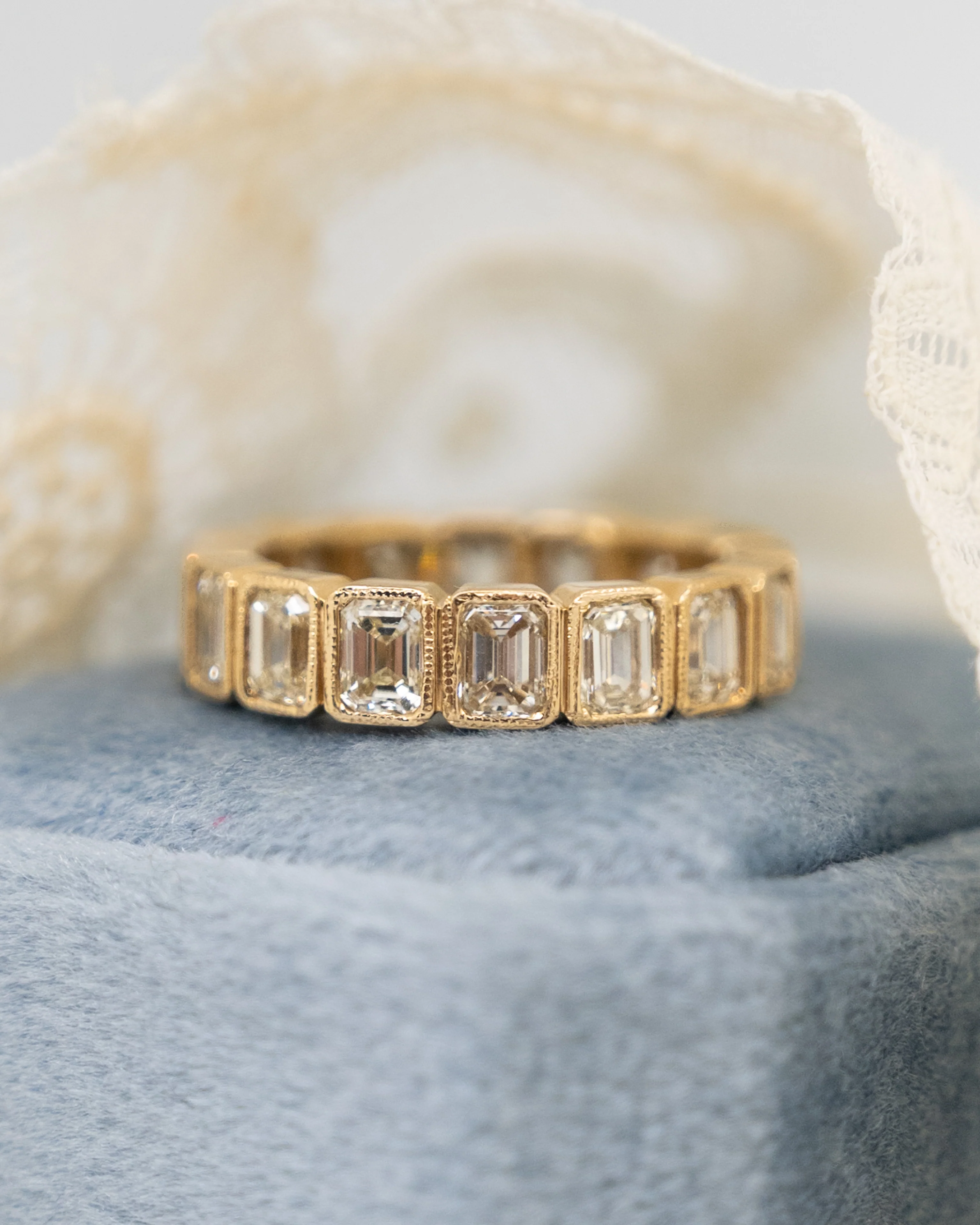 4 Carat Emerald Cut Diamond Band in 14k Yellow Gold - Image 6
