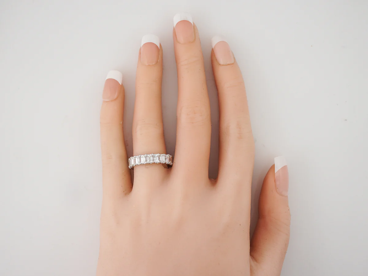 4 Carat Emerald Cut Diamond Eternity Band in Platinum - Image 4