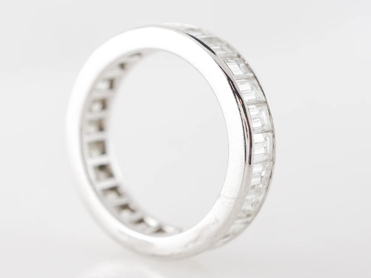 4 Carat Emerald Cut Diamond Eternity Ring in Platinum - Image 3
