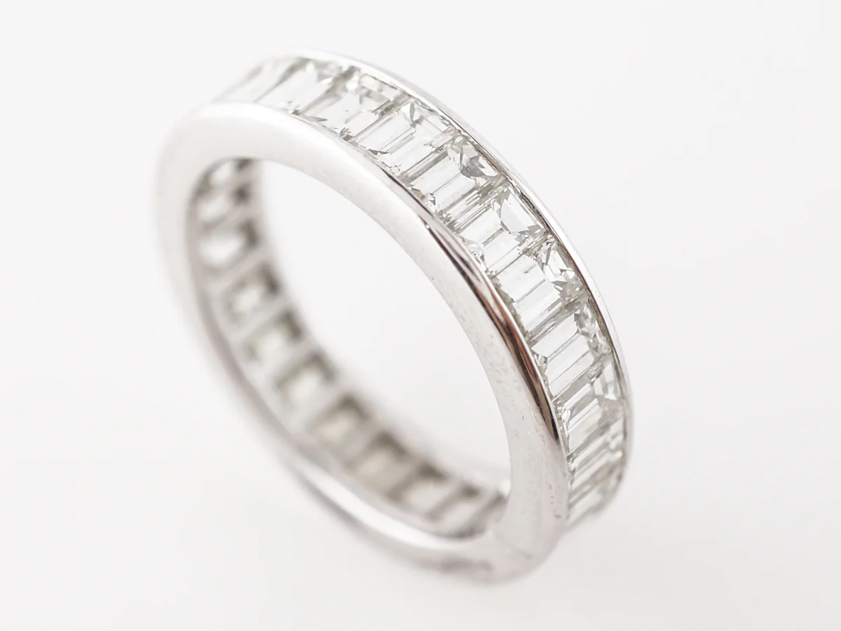 4 Carat Emerald Cut Diamond Eternity Ring in Platinum - Image 4