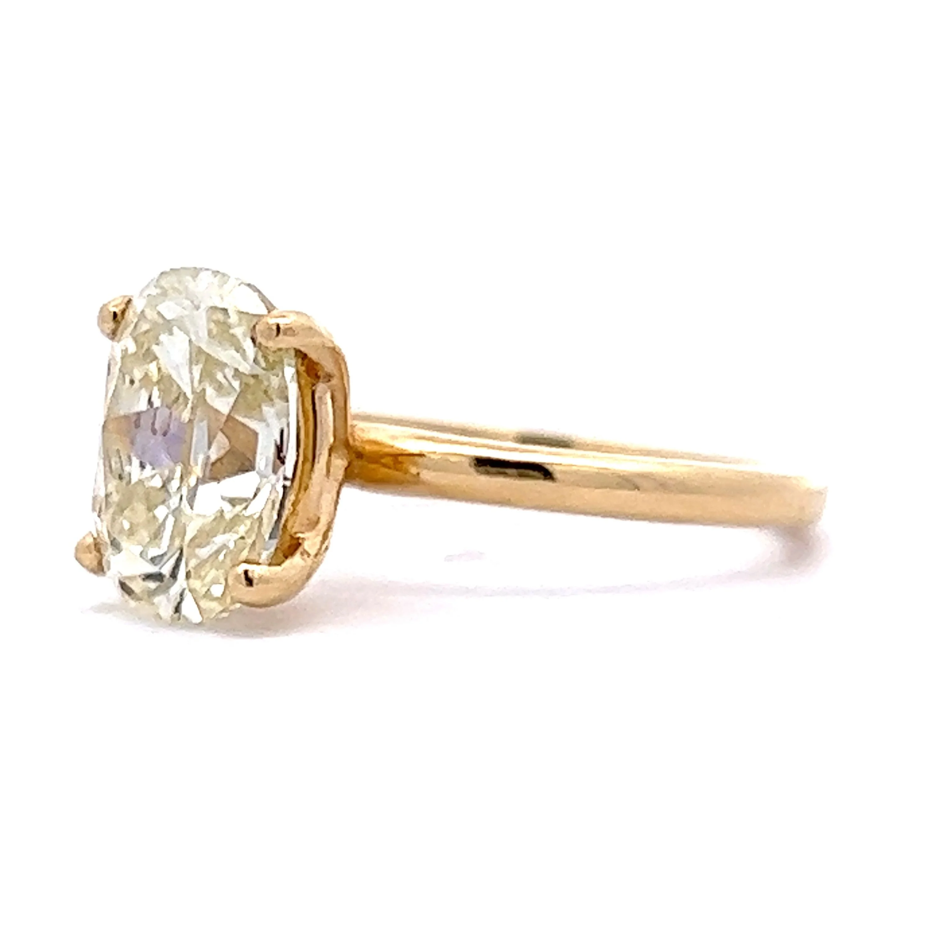 4 Carat Oval Cut Diamond Engagement Ring in 14k Yellow Gold - Image 2