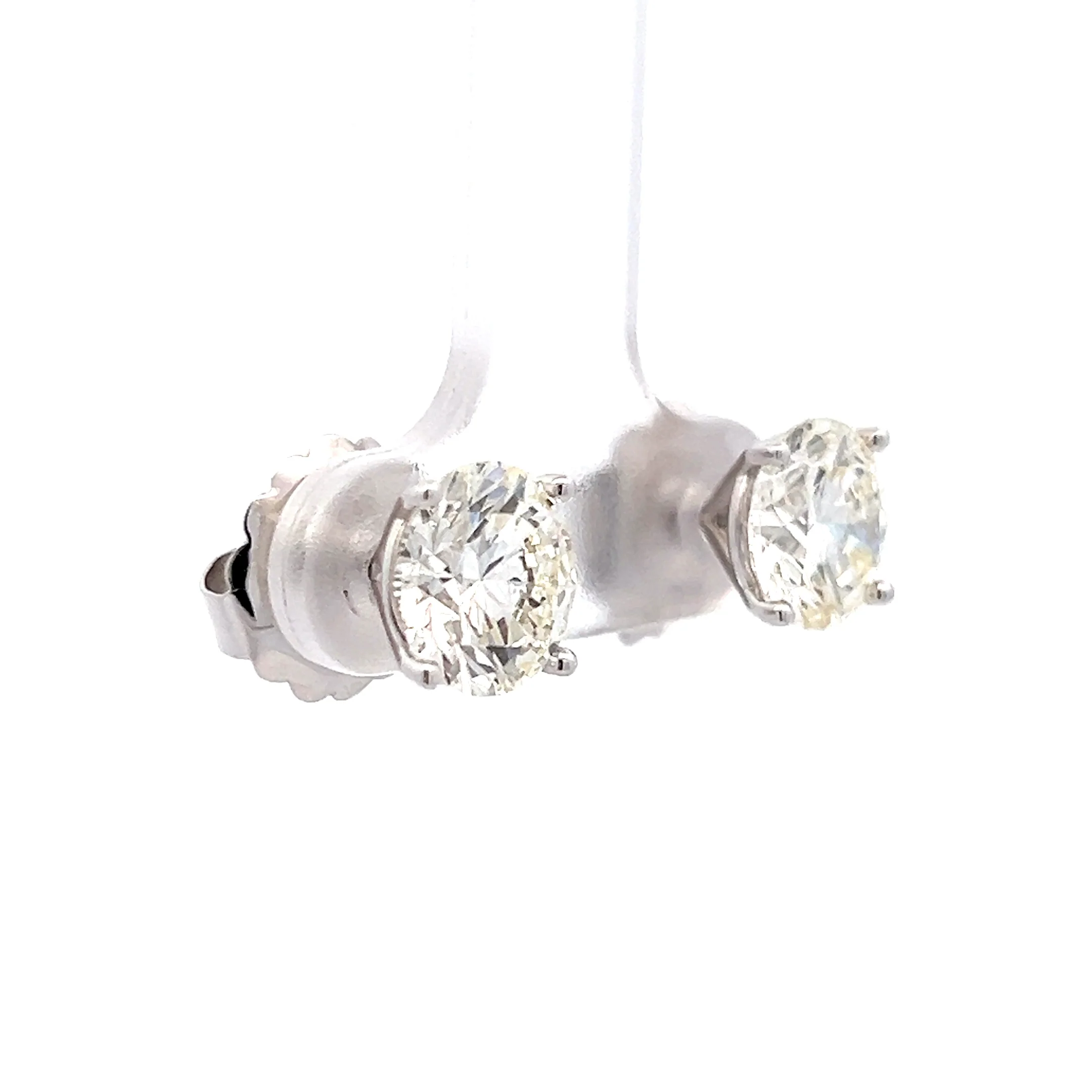 4 Carat Round Brilliant Diamond Stud Earrings in 18k - Image 3