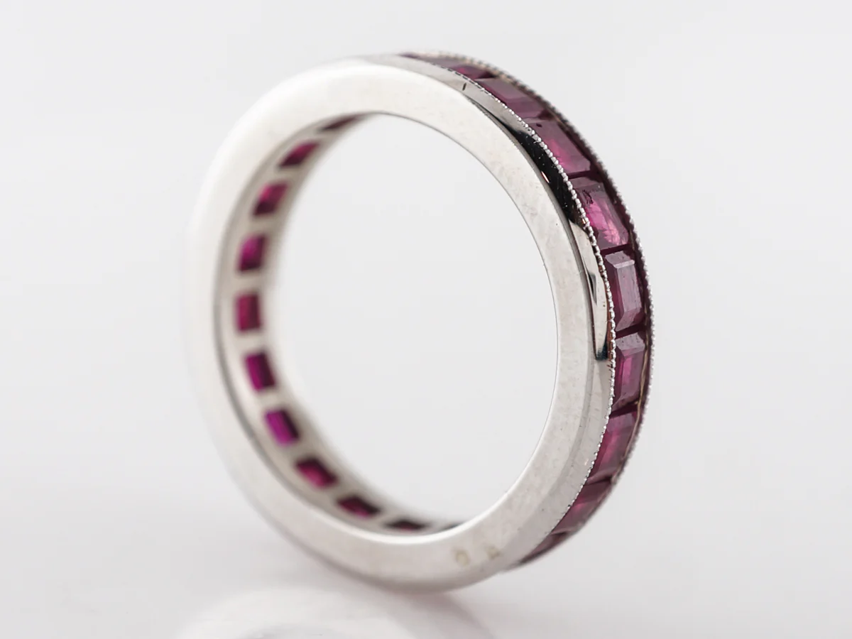 4 Carat Ruby Eternity Band w/ Milgrain in 14k White Gold - Image 3