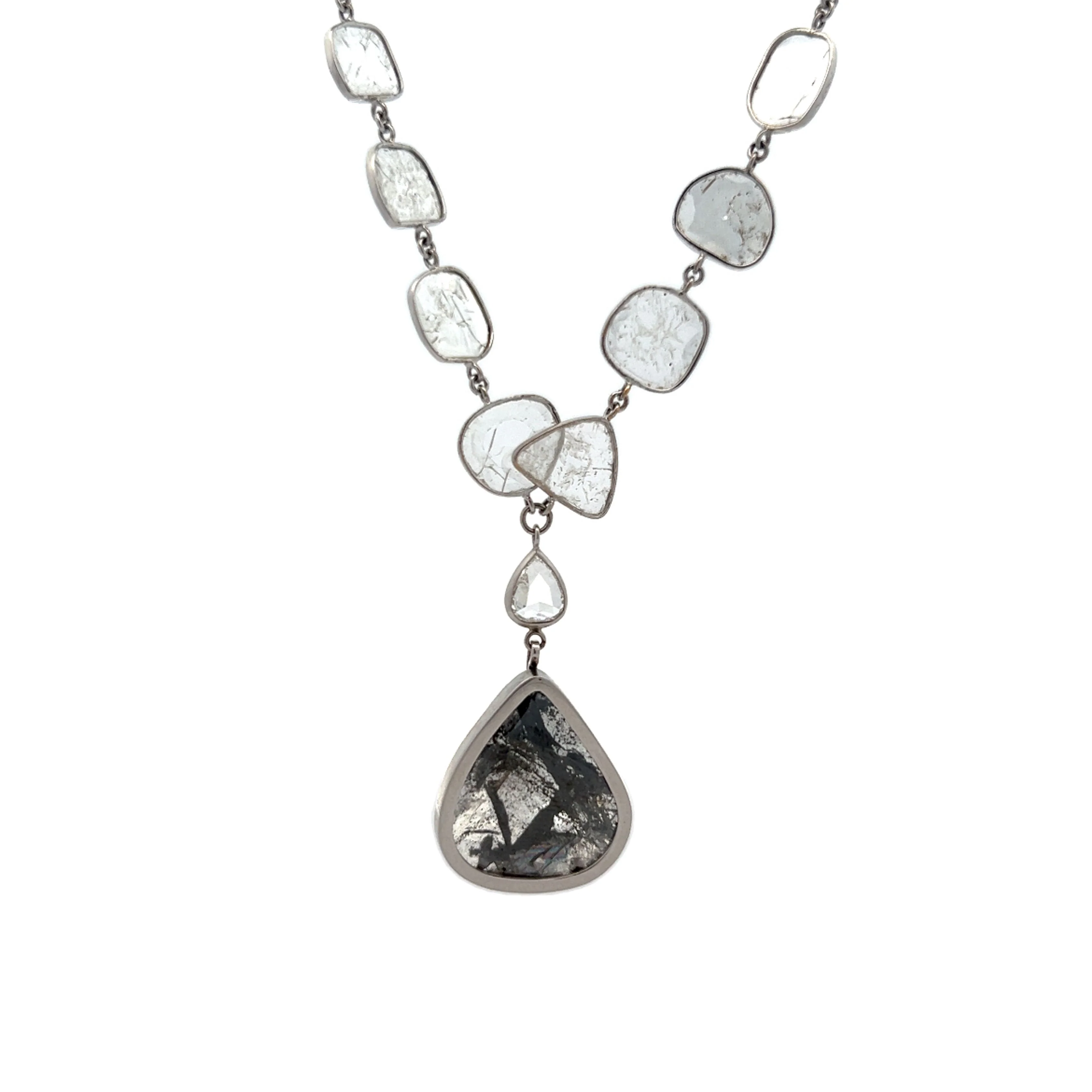 40.89 Salt & Pepper Diamond Necklace in 18k White Gold