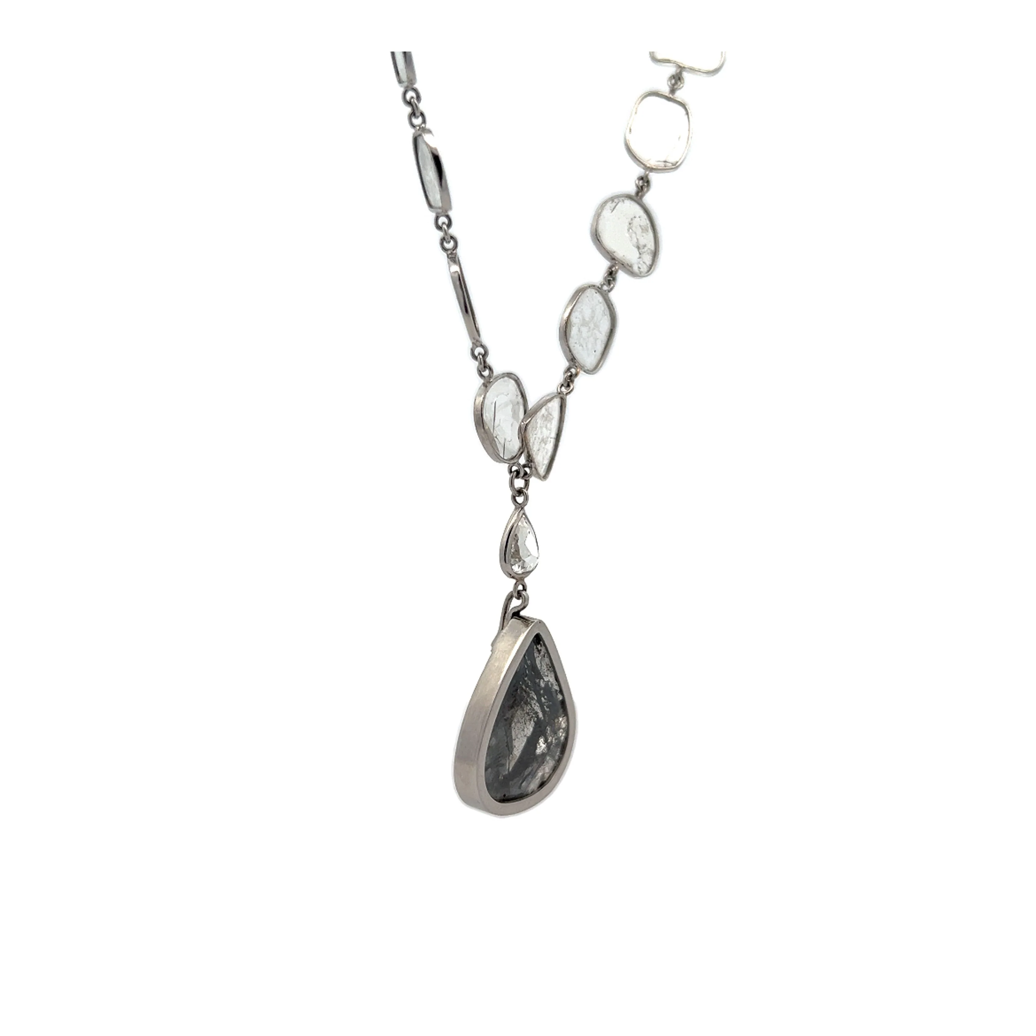 40.89 Salt & Pepper Diamond Necklace in 18k White Gold - Image 3