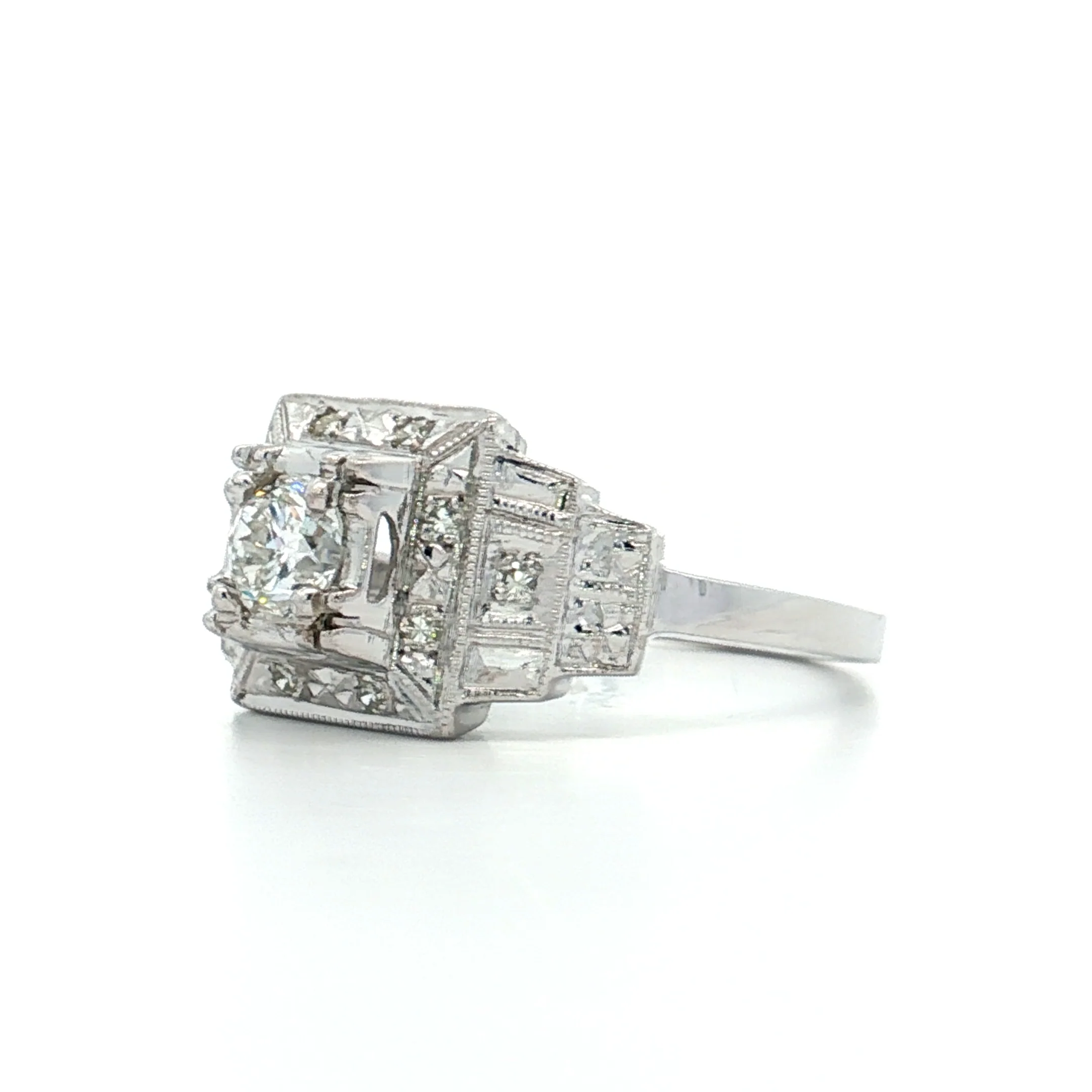 .40 Antique Art Deco Step Engagement Ring in 14k - Image 2