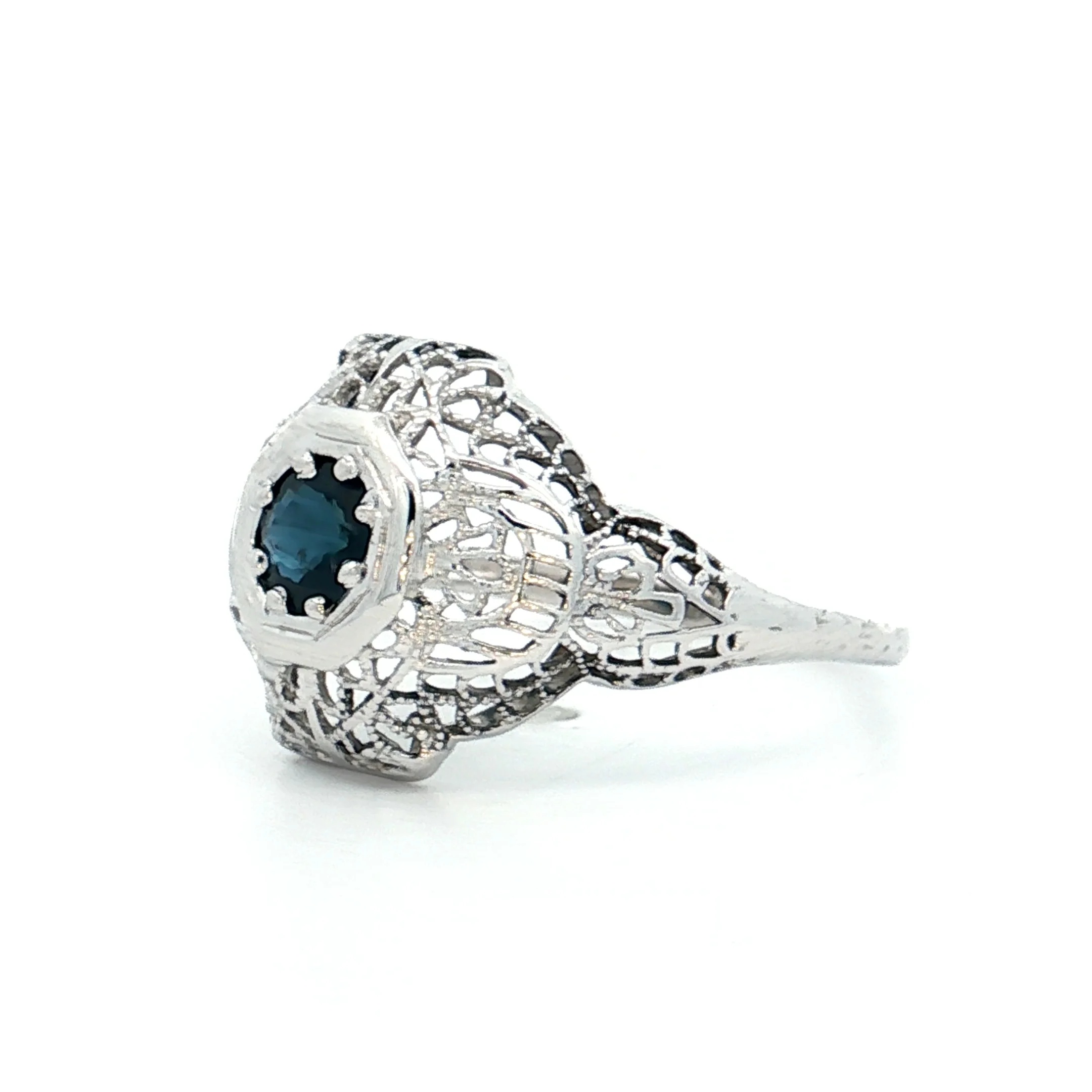 .40 Antique Deco Sapphire Cocktail Ring 18k - Image 2