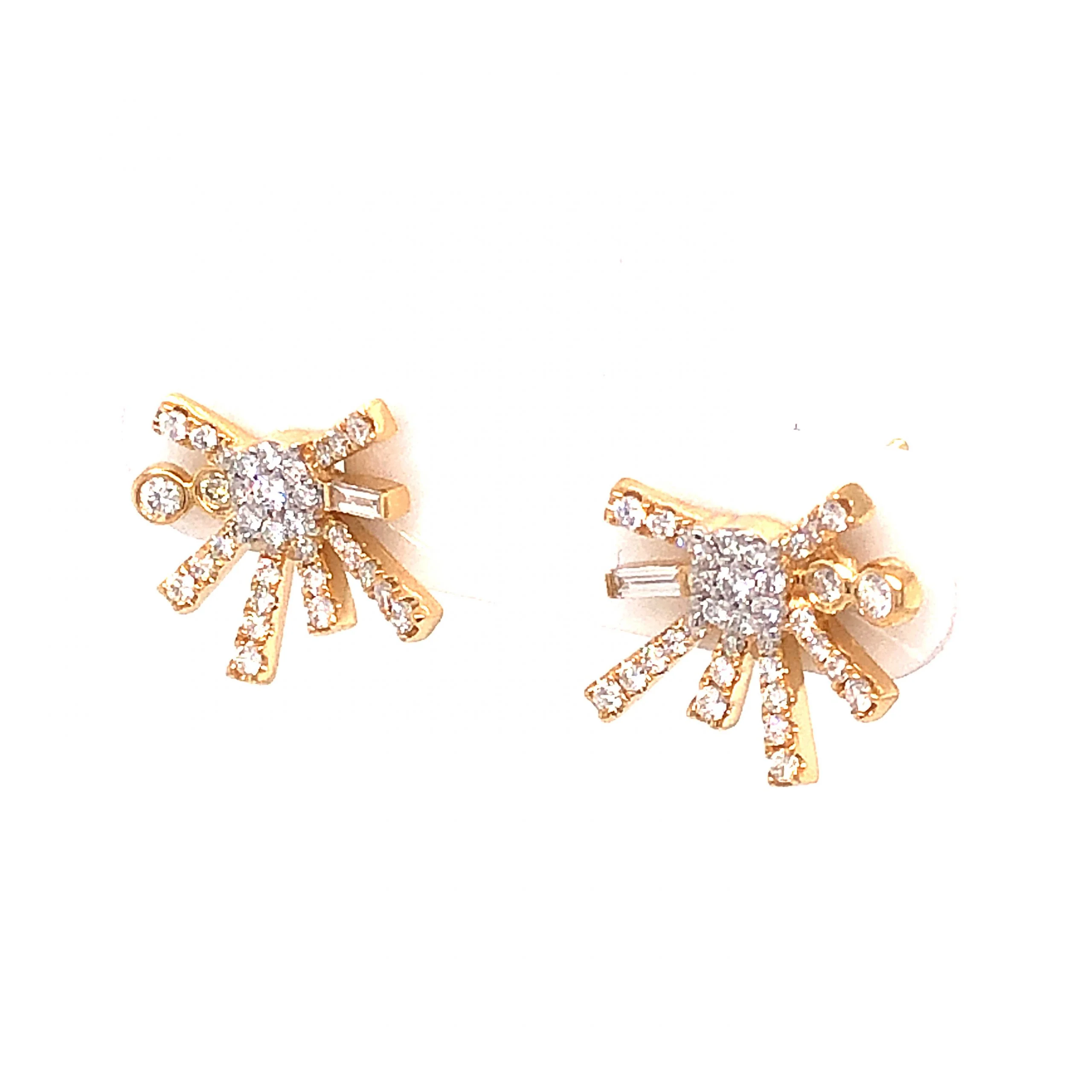 .40 Diamond Cluster Stud Earrings in 18k Yellow Gold - Image 2