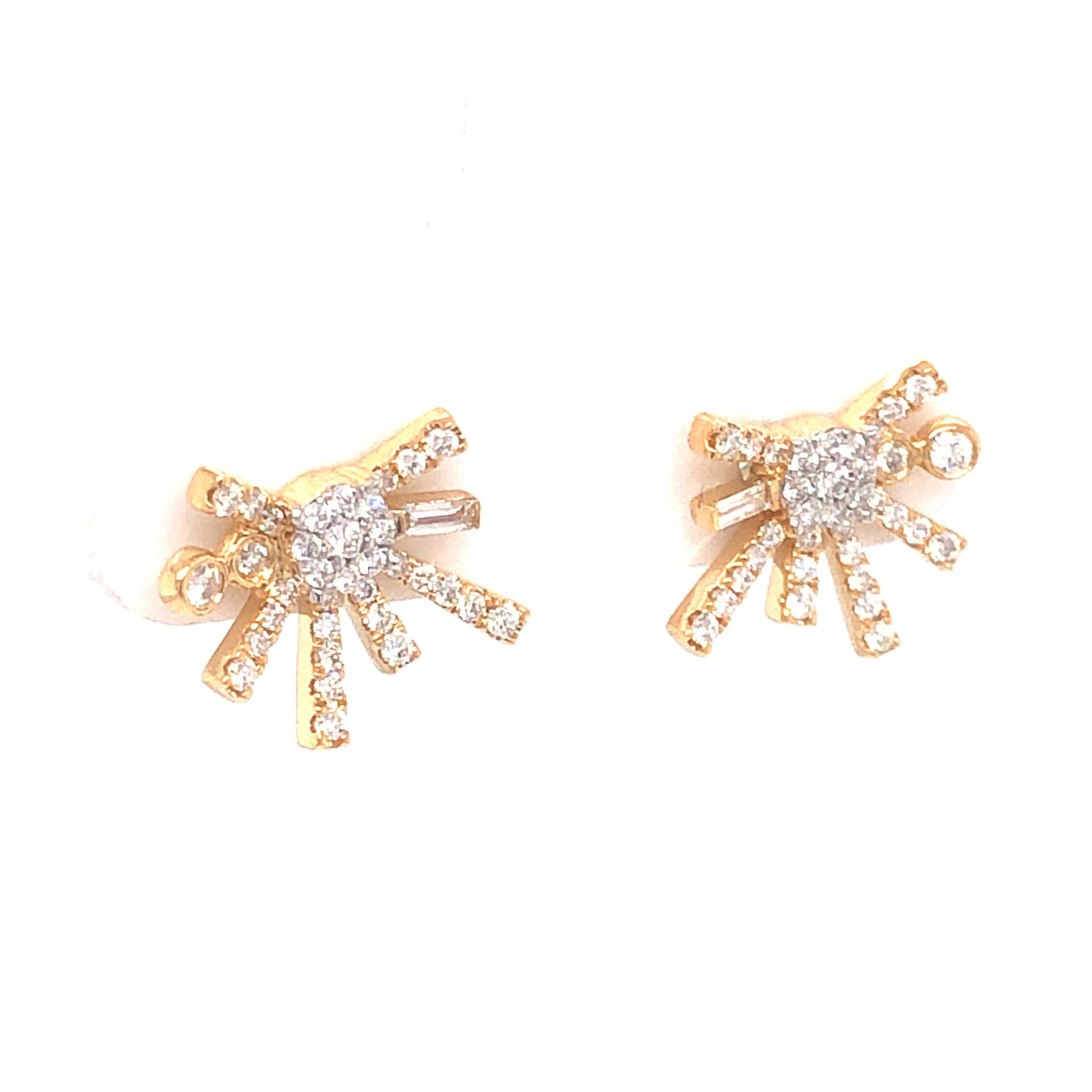 .40 Diamond Cluster Stud Earrings in 18k Yellow Gold - Image 3