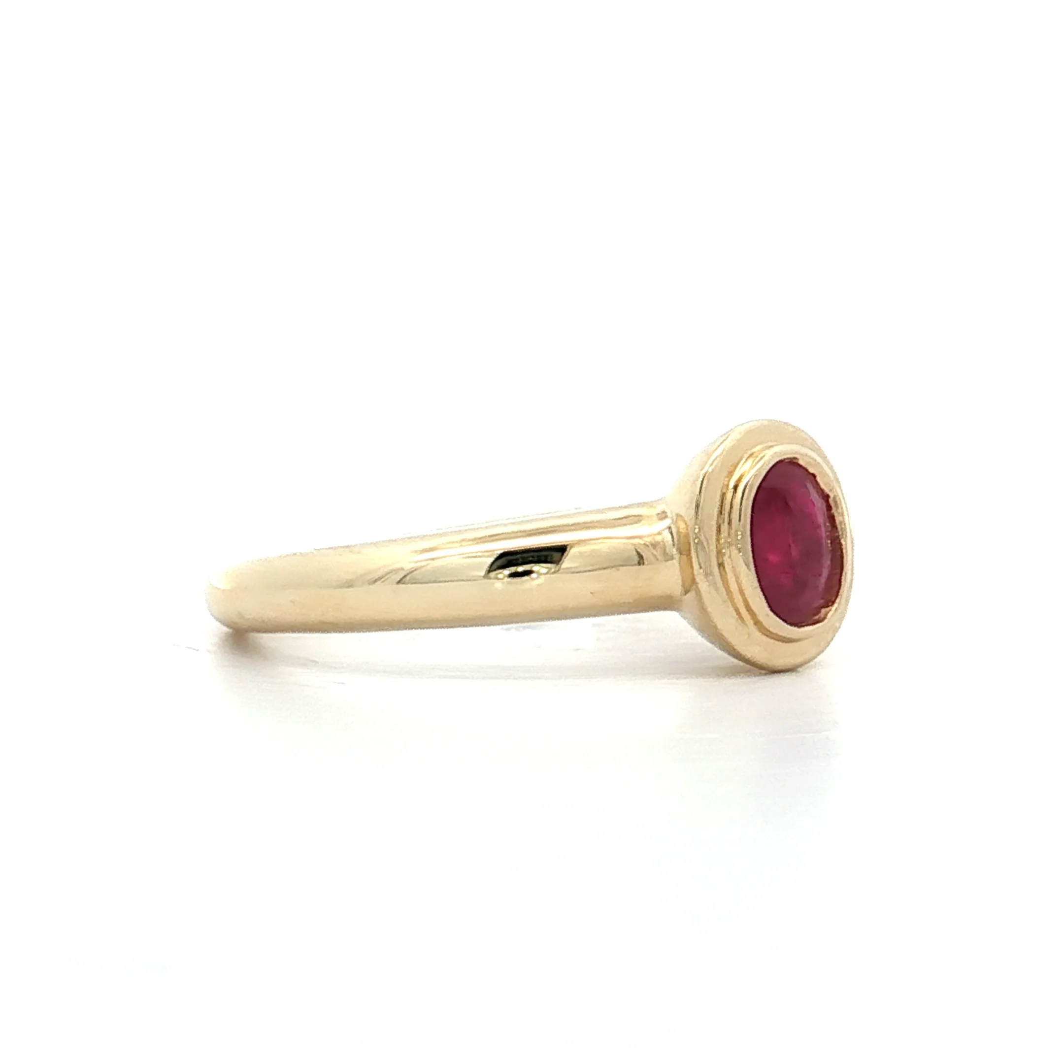 .40 Double Bezel Ruby Stacking Ring 14k Yellow Gold - Image 3
