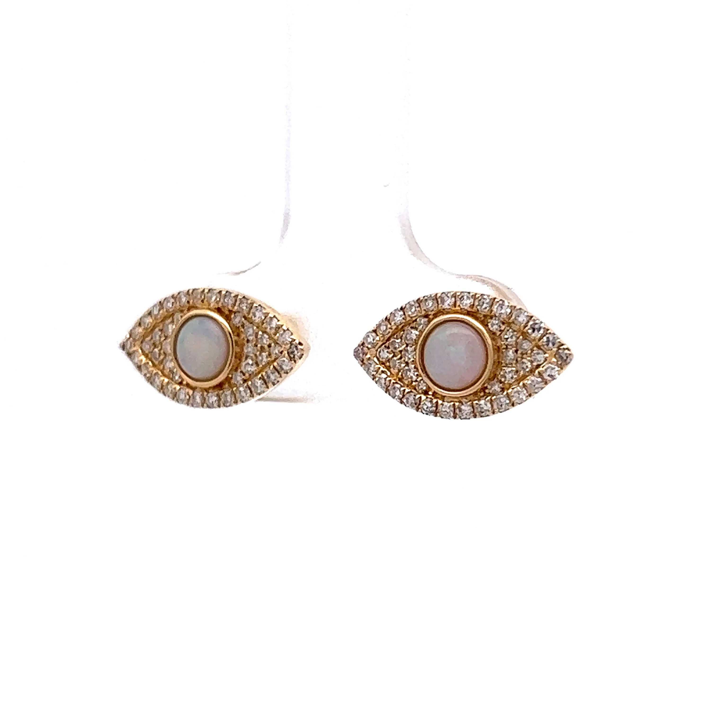 Effy Diamond & Opal Eye Stud Earrings in 14K Yellow Gold - Image 2