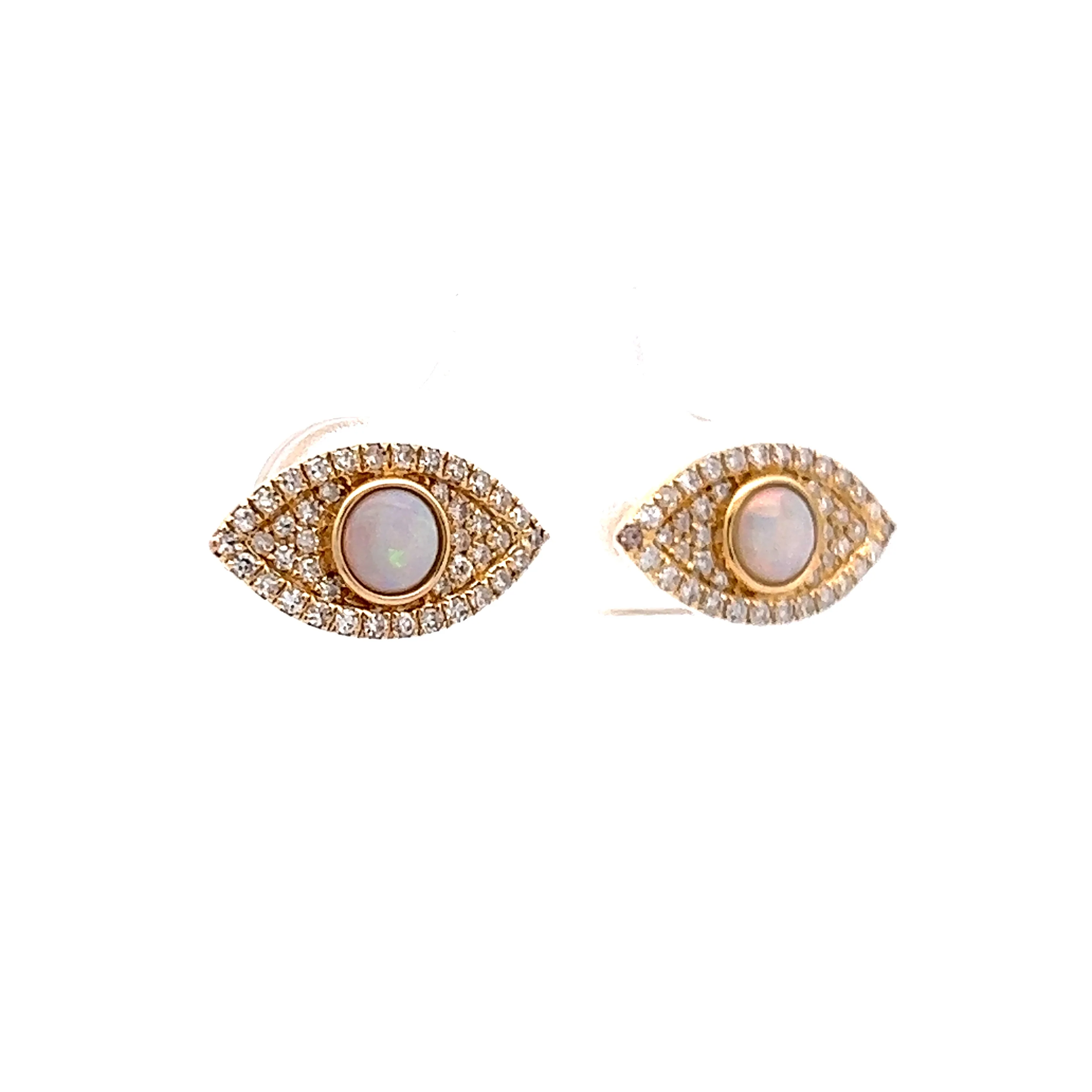 Effy Diamond & Opal Eye Stud Earrings in 14K Yellow Gold - Image 3