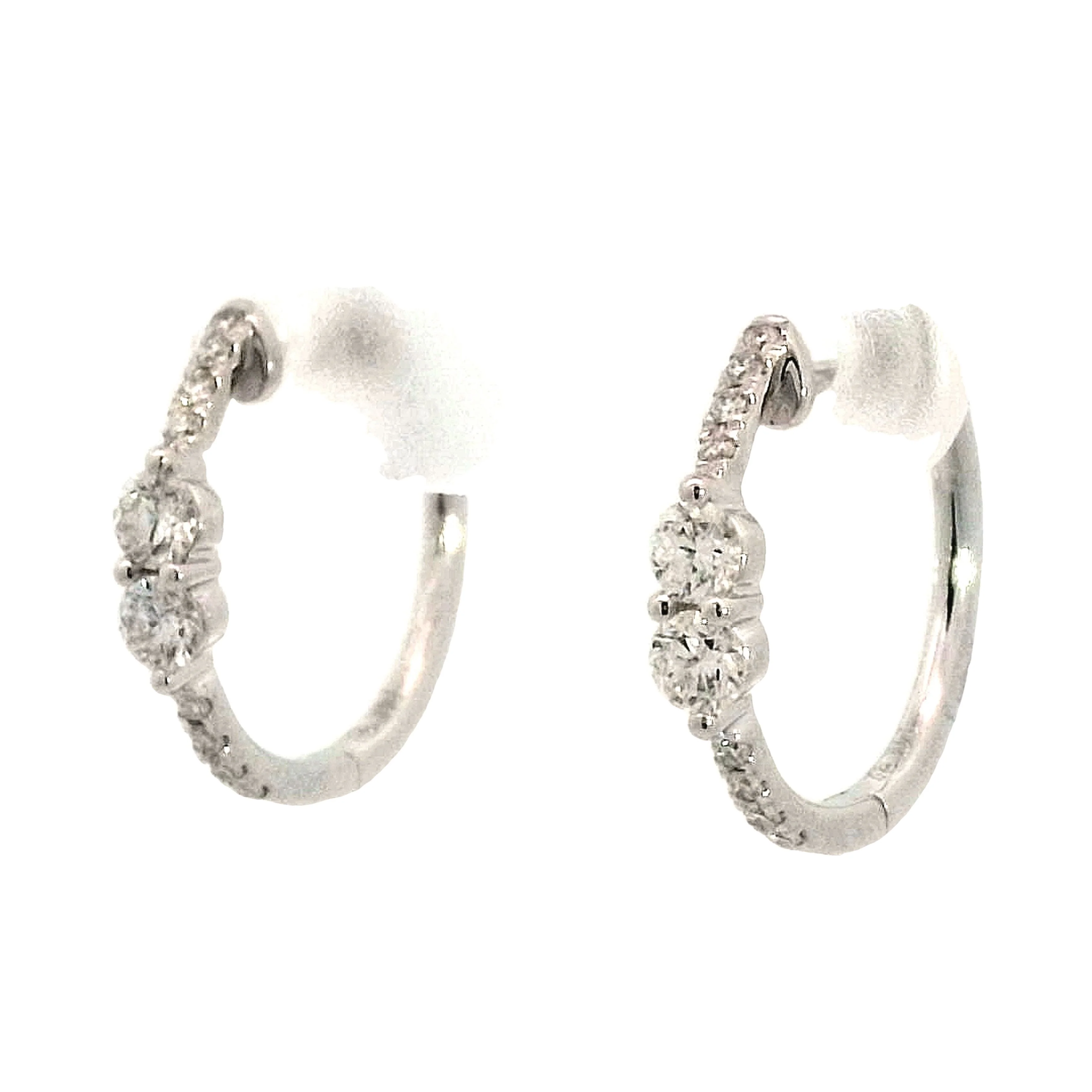 .40 Round Diamond Hoop Earrings in 14k White Gold - Image 2