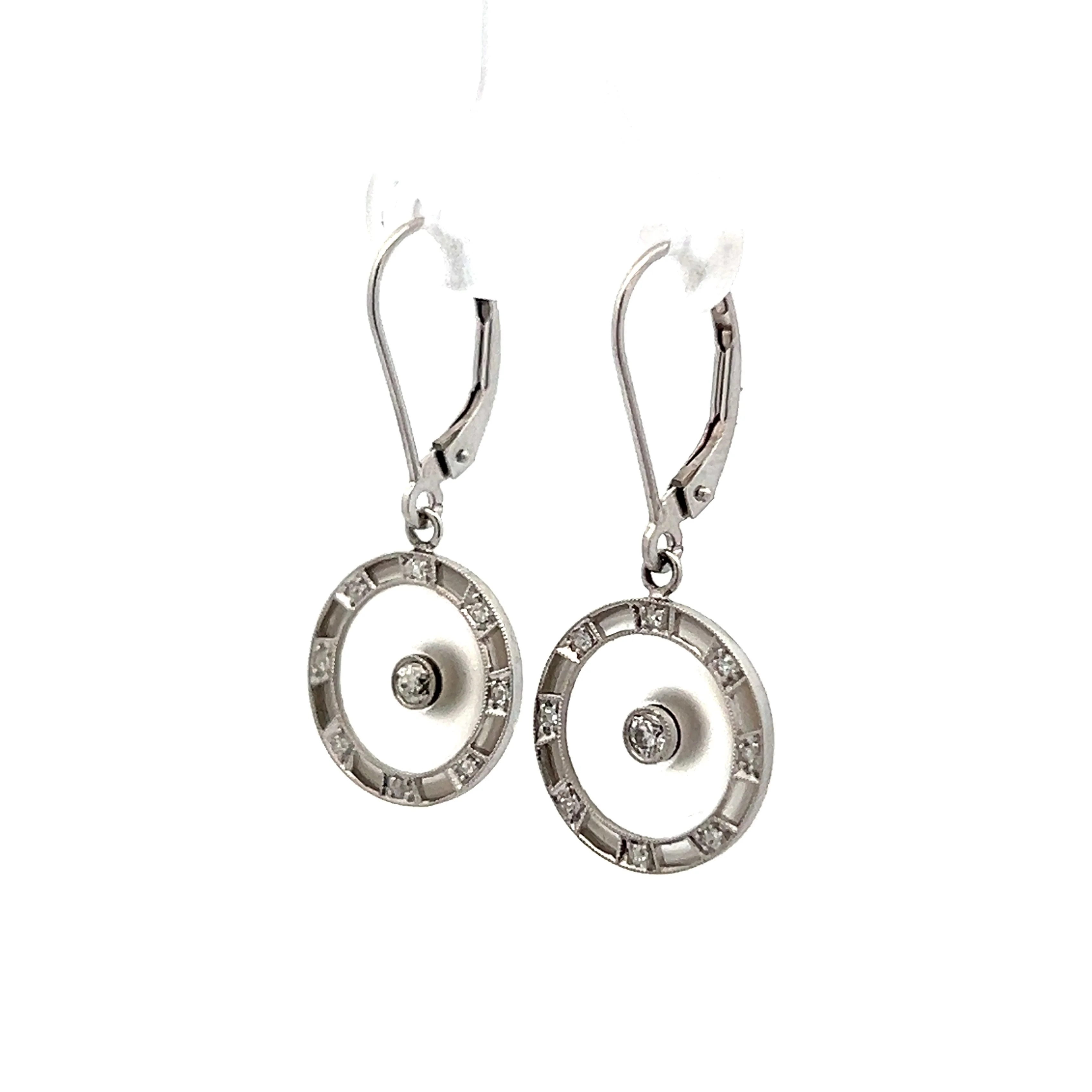 .40 Vintage Art Deco Drop Earrings in 14k White Gold - Image 2