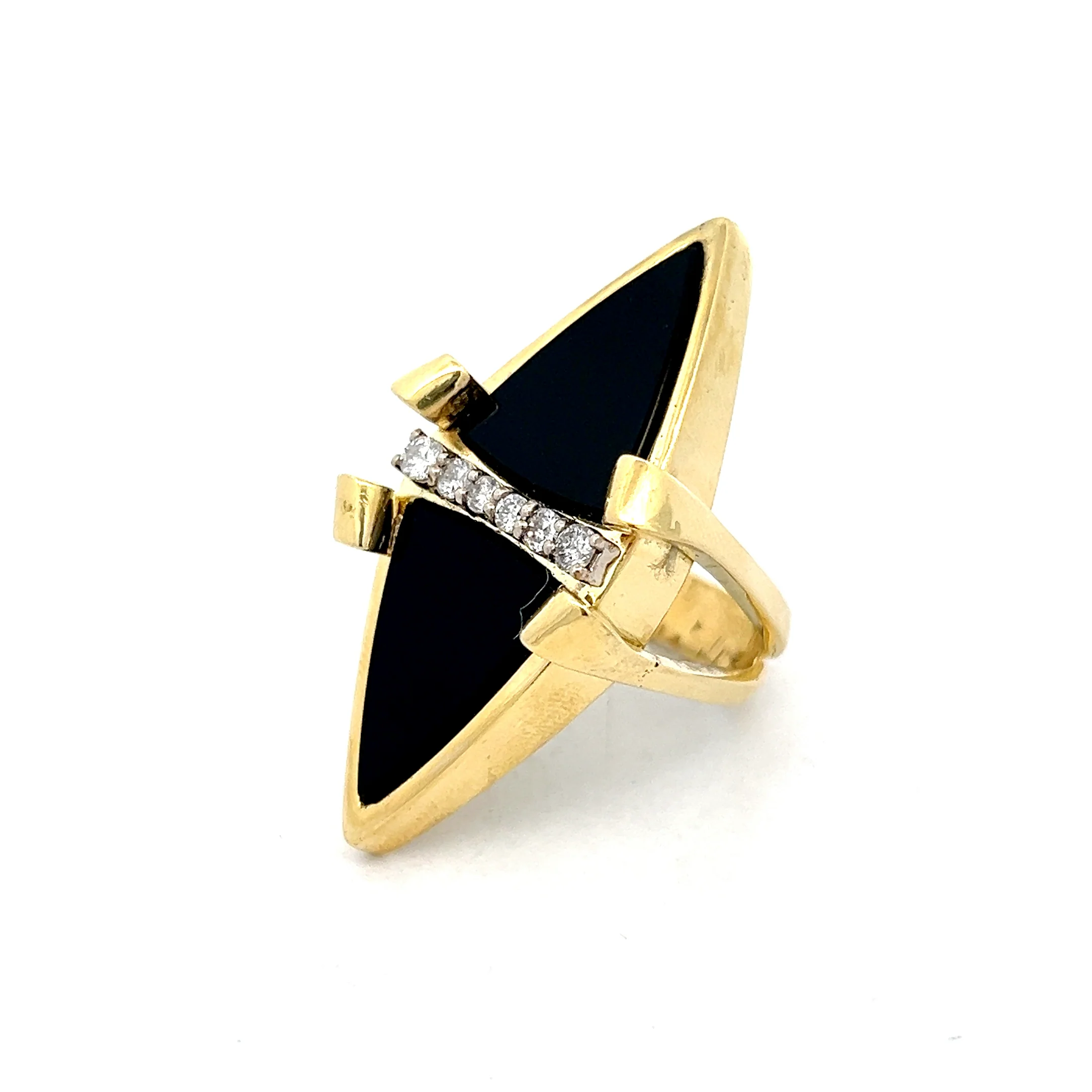 .40 Vintage Onyx & Diamond Cocktail Ring in 18k - Image 2
